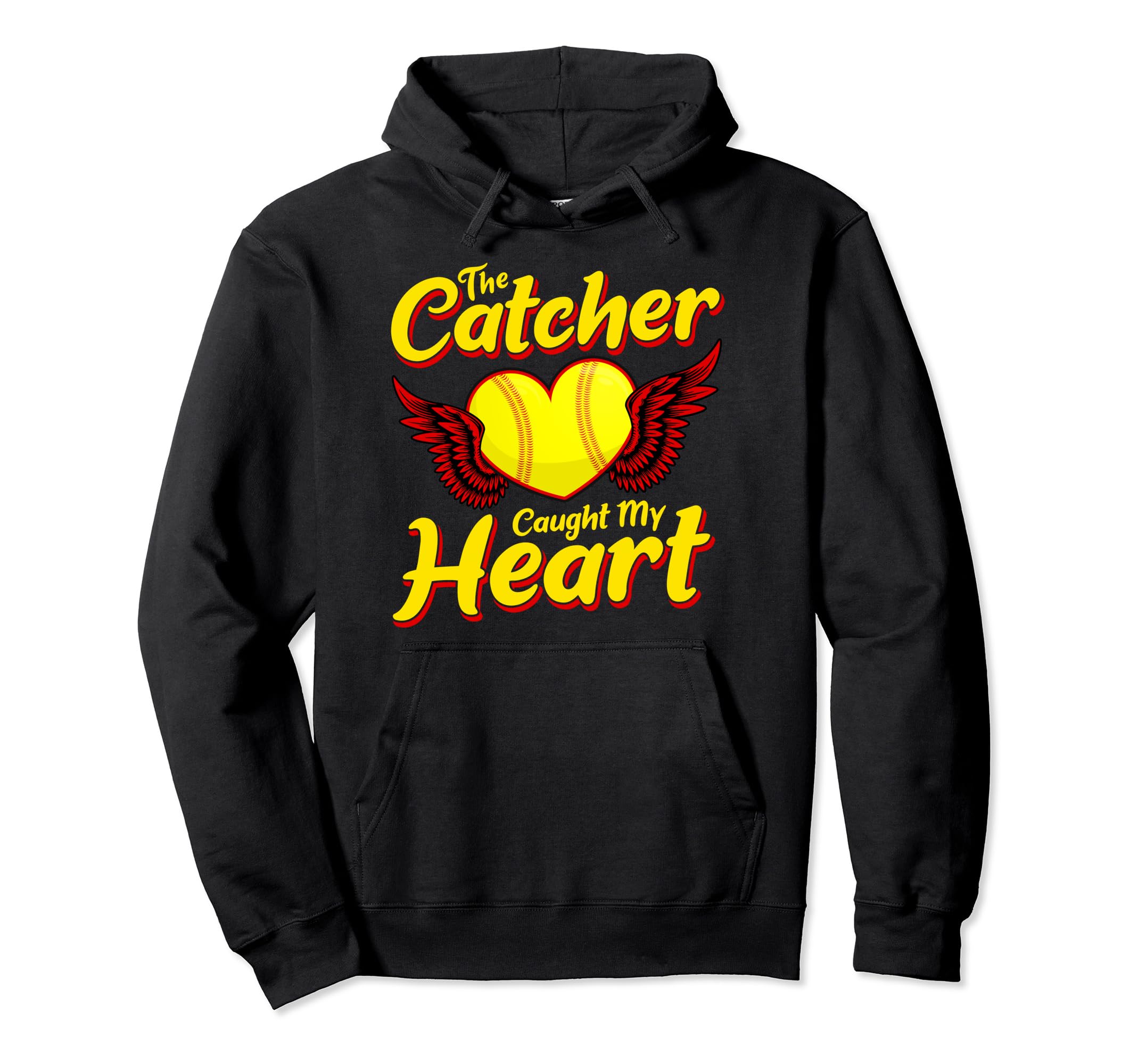 Catcher Caught My Heart Baseball Hoodie - Fun Novelty Design Unisex - T-Shirt, Sweatshirt, Hoodie