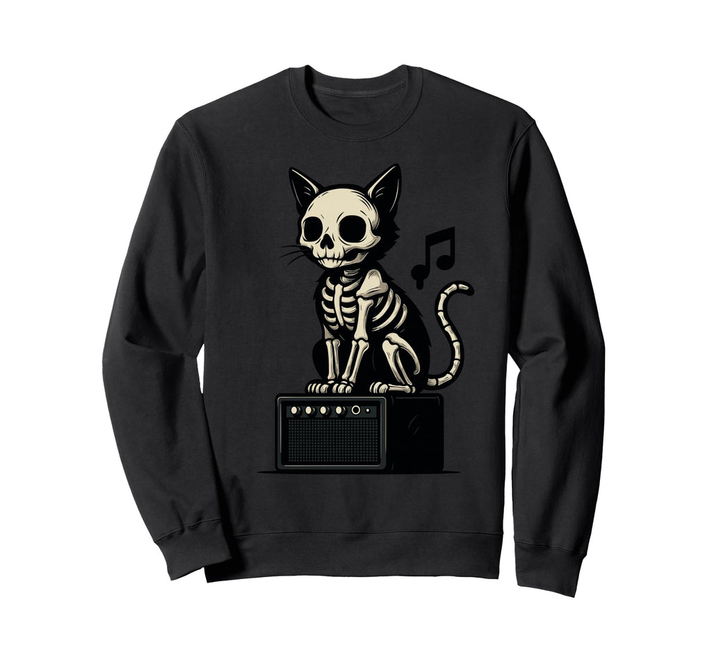 Rock Skeleton Hand Cat Amp Musician Sweatshirt - Trendy Graphic Men Women - T-Shirt, Sweatshirt, Hoodie