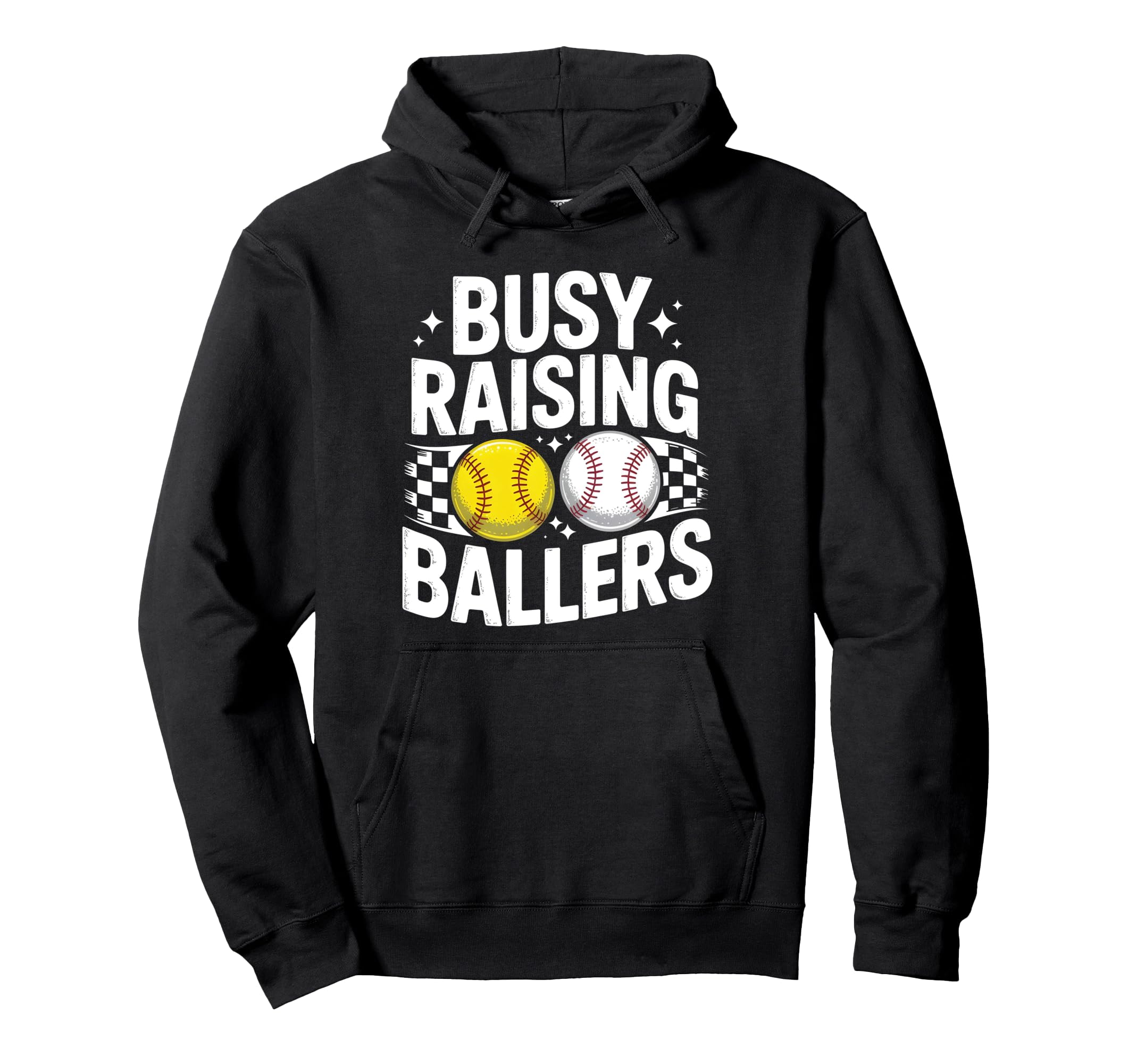 Busy Raising Ballers Moms Baseball Hoodie - Novelty Apparel for Adults - T-Shirt, Sweatshirt, Hoodie