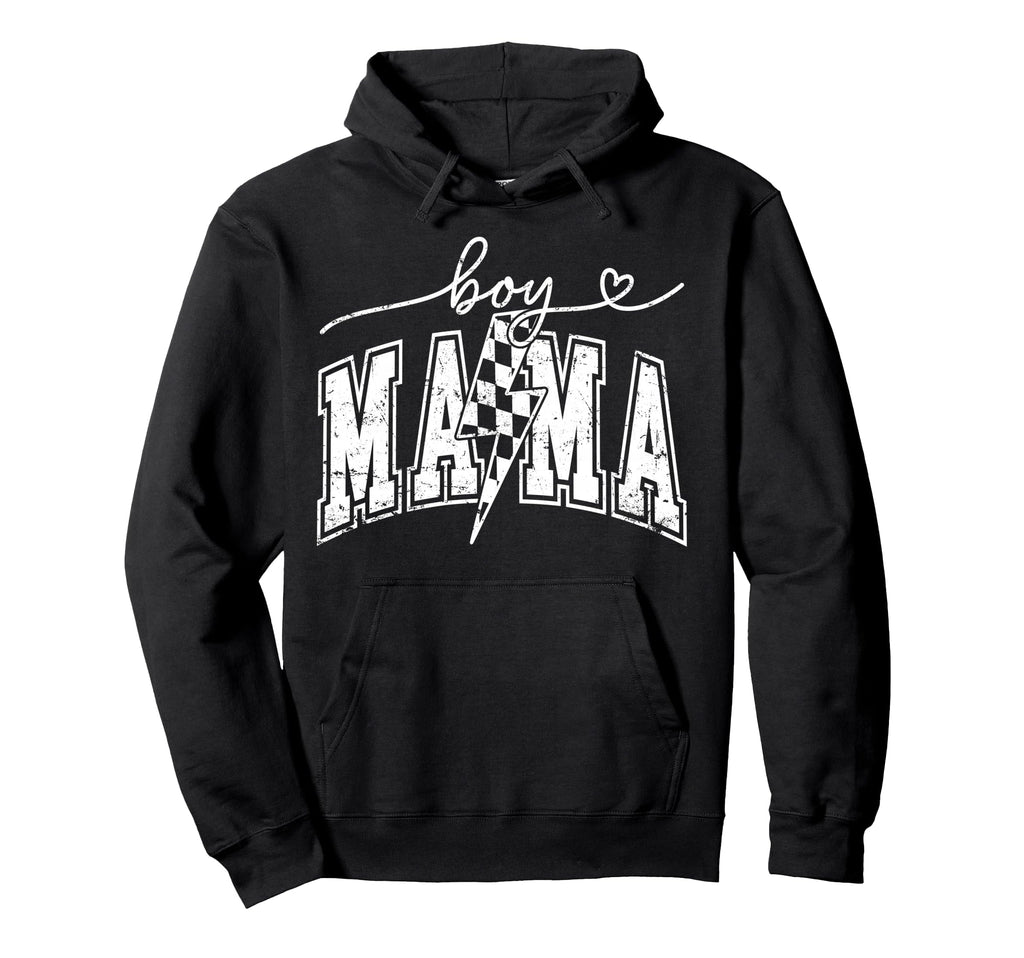 Mama Lightning Bolt Checkered Mothers Hoodie - Fun Novelty Design Unisex - T-Shirt, Sweatshirt, Hoodie