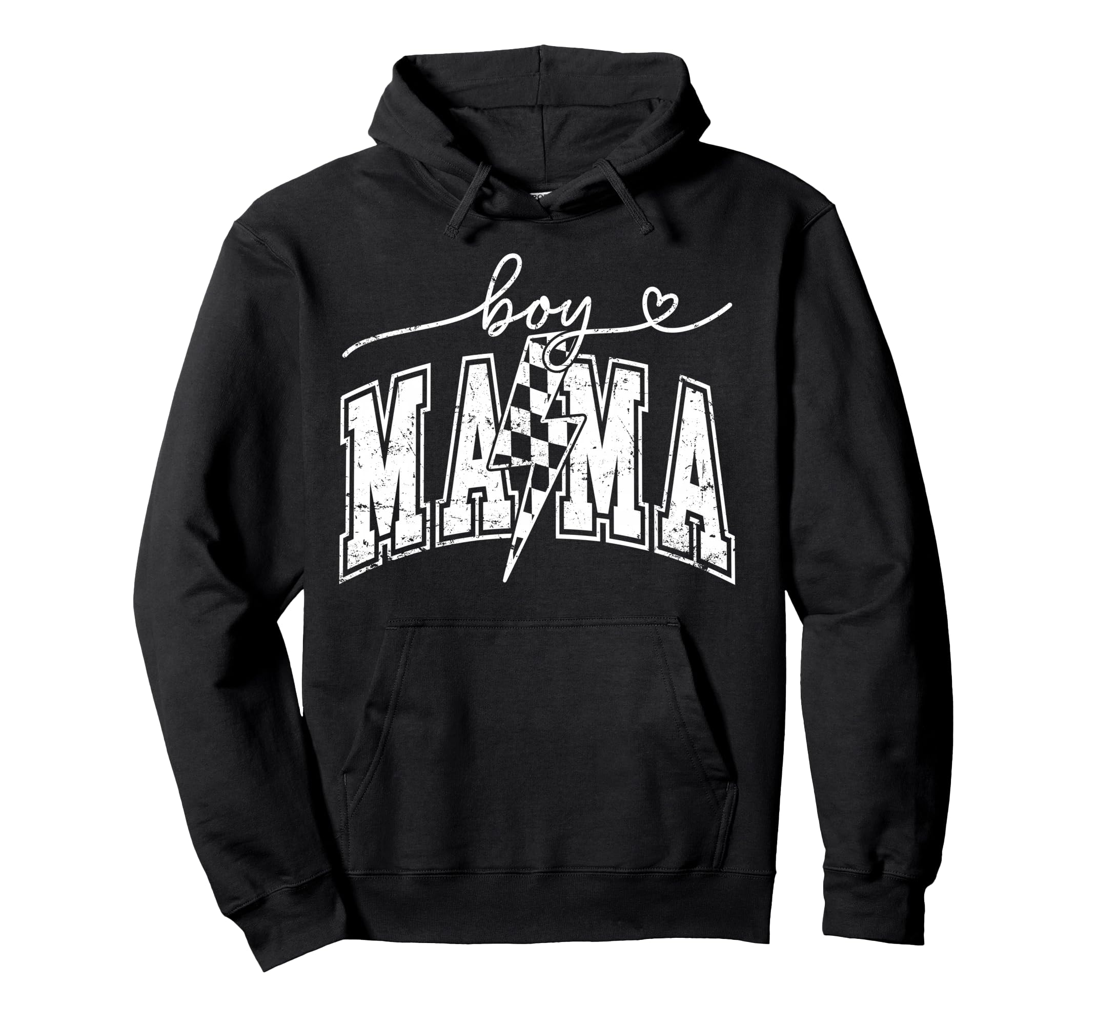 Mama Lightning Bolt Checkered Mothers Hoodie - Fun Novelty Design Unisex - T-Shirt, Sweatshirt, Hoodie