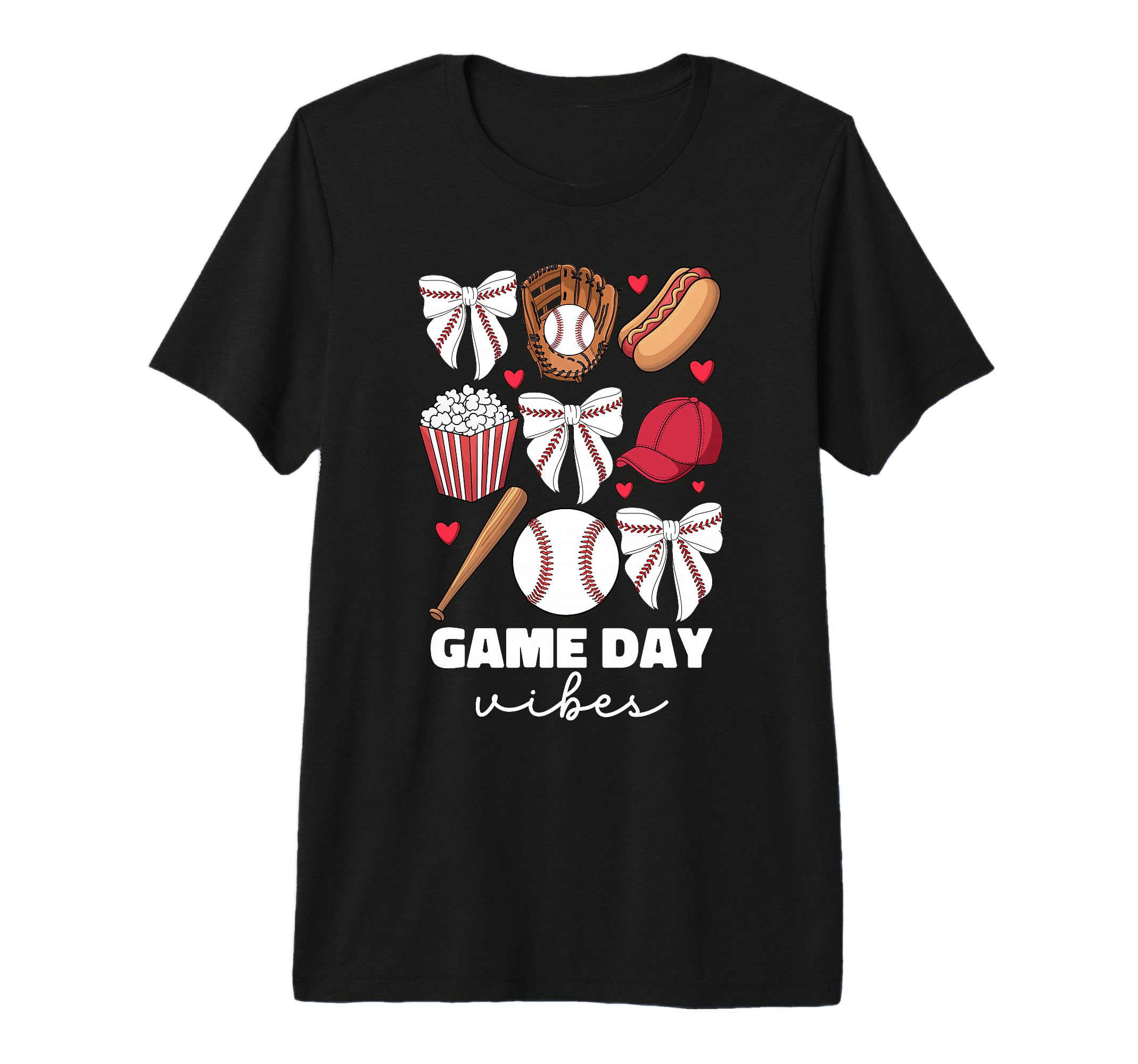 Game Day Vibes Coquette Bow Baseball Mom T-Shirt - Novelty Apparel Unisex - T-Shirt, Sweatshirt, Hoodie
