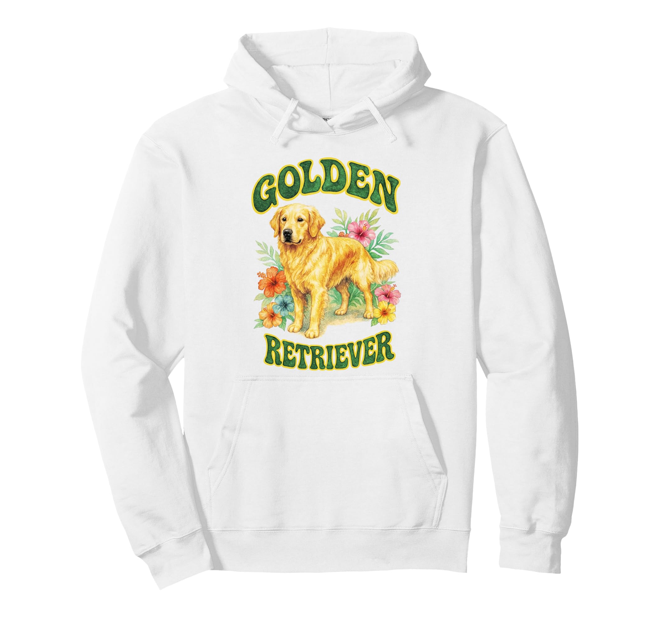 Golden Retriever Groovy Floral Watercolor Hoodie - Trendy Graphic Unisex - T-Shirt, Sweatshirt, Hoodie