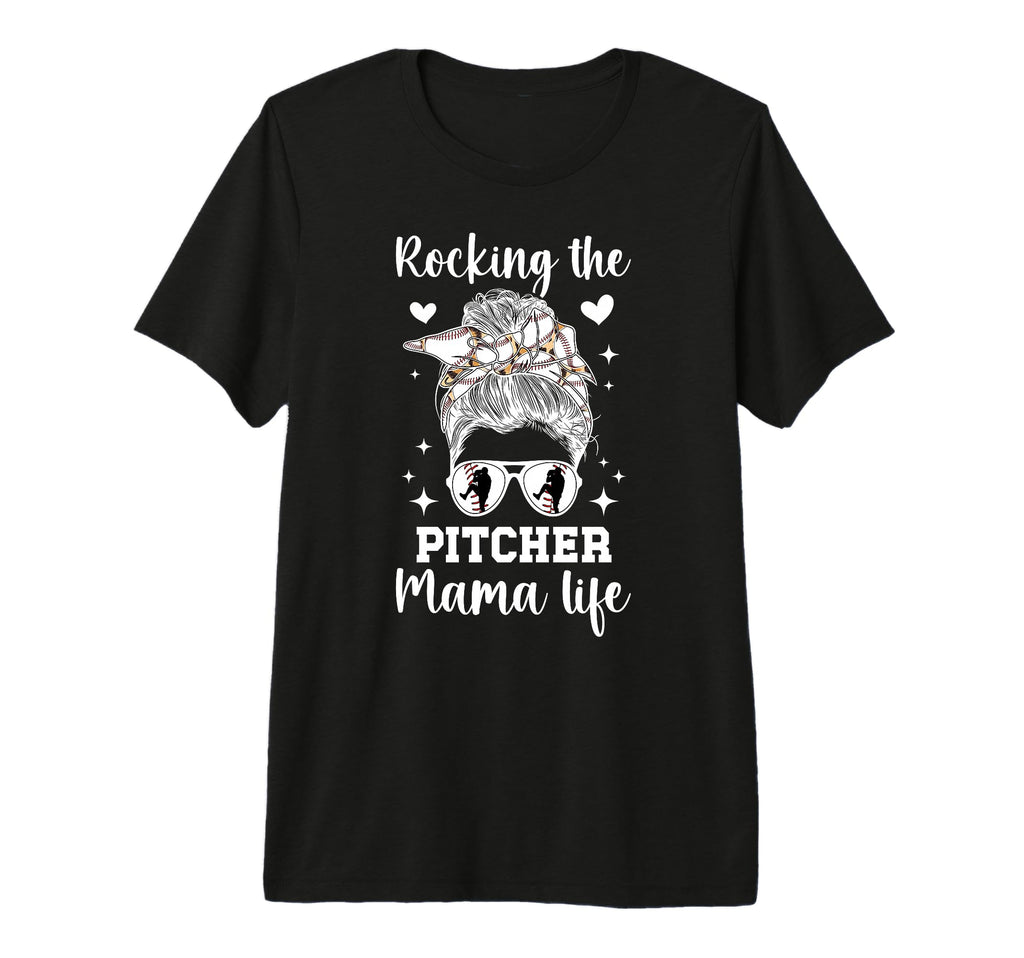 Baseball Pitcher Mama Life Mom T-Shirt - Custom Art Print for Adults - T-Shirt, Sweatshirt, Hoodie