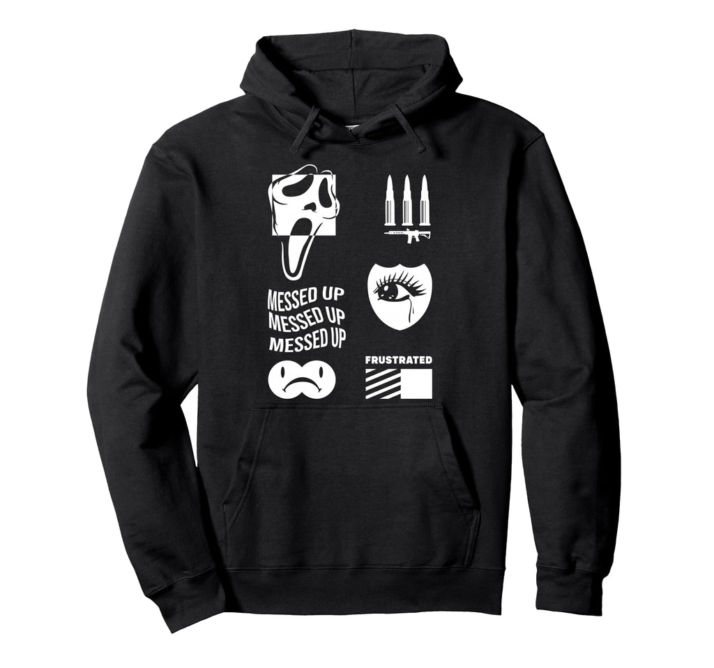 Messed Up Frustrated Sad Aesthetic Hoodie - Minimalist Print for Adults - T-Shirt, Sweatshirt, Hoodie