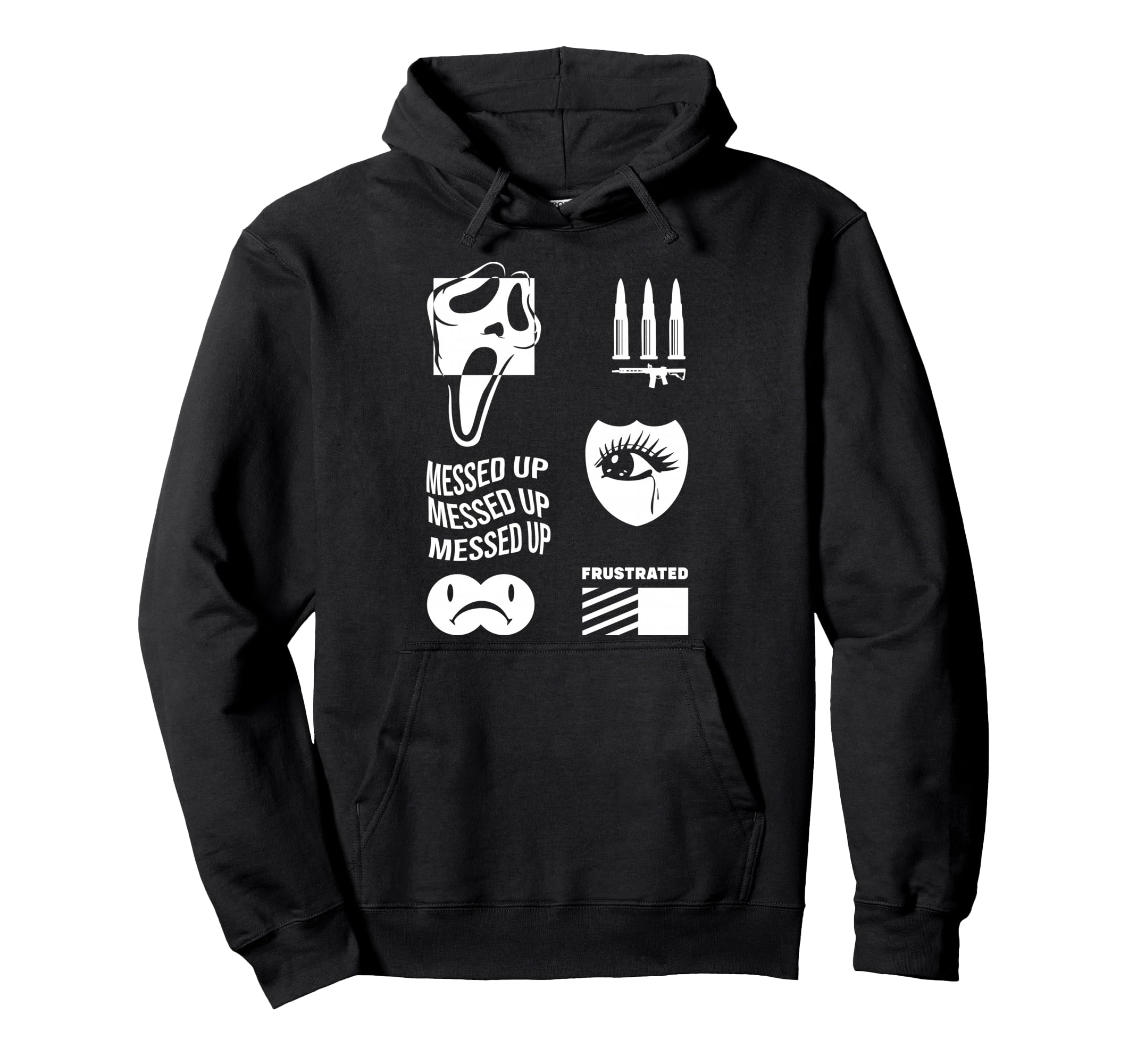 Messed Up Frustrated Sad Aesthetic Hoodie - Minimalist Print for Adults - T-Shirt, Sweatshirt, Hoodie