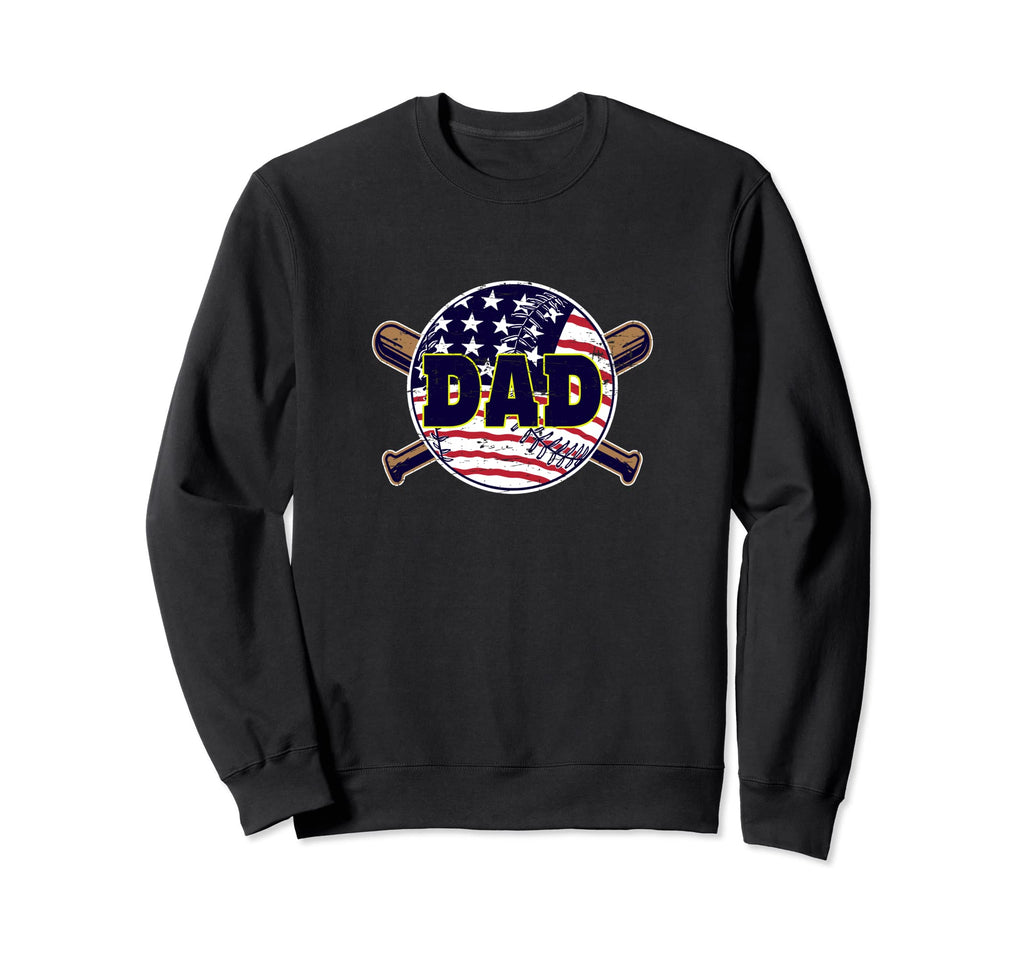 Baseball Dad Patriotic Us Flag Sweatshirt - Minimalist Print Men Women - T-Shirt, Sweatshirt, Hoodie