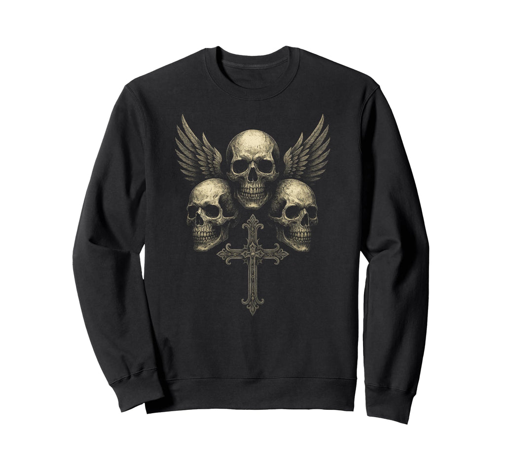 Skull Cross Wings Y2K Grunge Sweatshirt - Streetwear Style Men Women - T-Shirt, Sweatshirt, Hoodie
