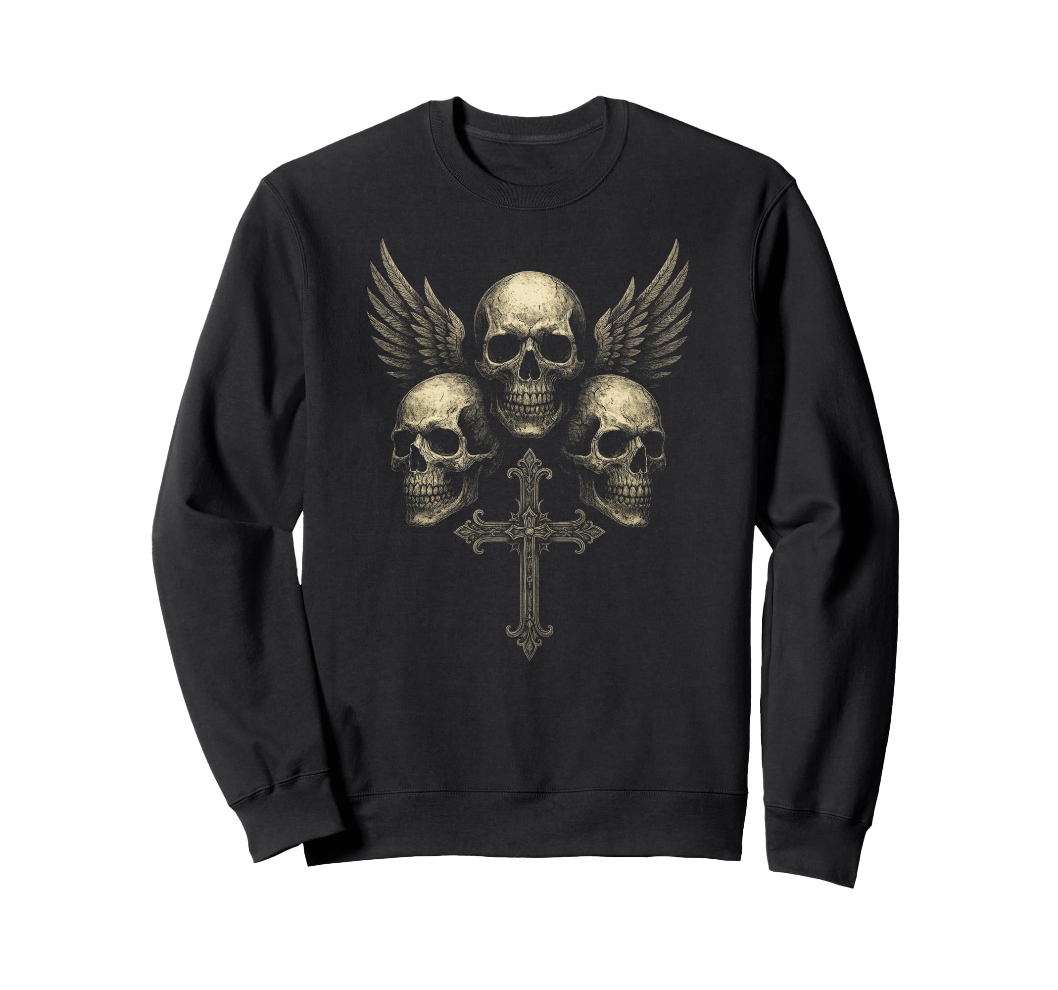 Skull Cross Wings Y2K Grunge Sweatshirt - Streetwear Style Men Women - T-Shirt, Sweatshirt, Hoodie