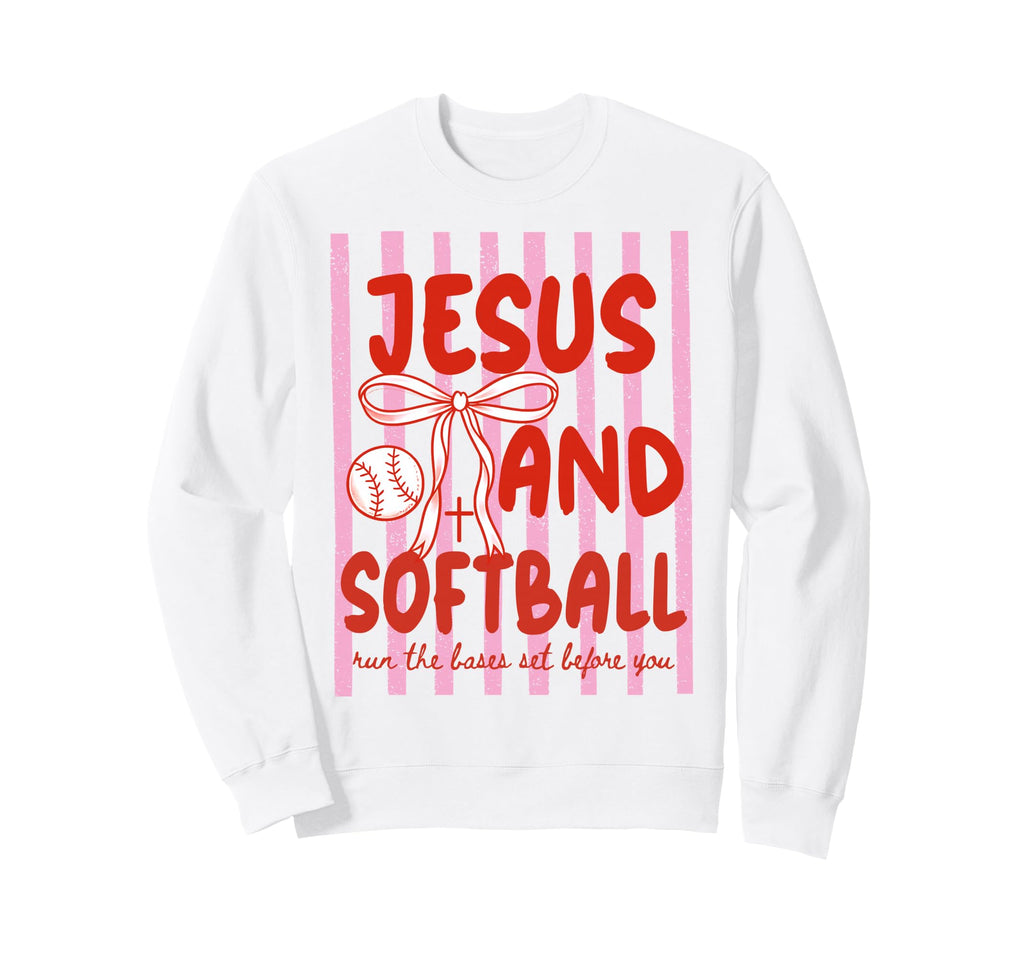 Jesus And Softball Coquette Sweatshirt - Casual Everyday Wear for Adults - T-Shirt, Sweatshirt, Hoodie