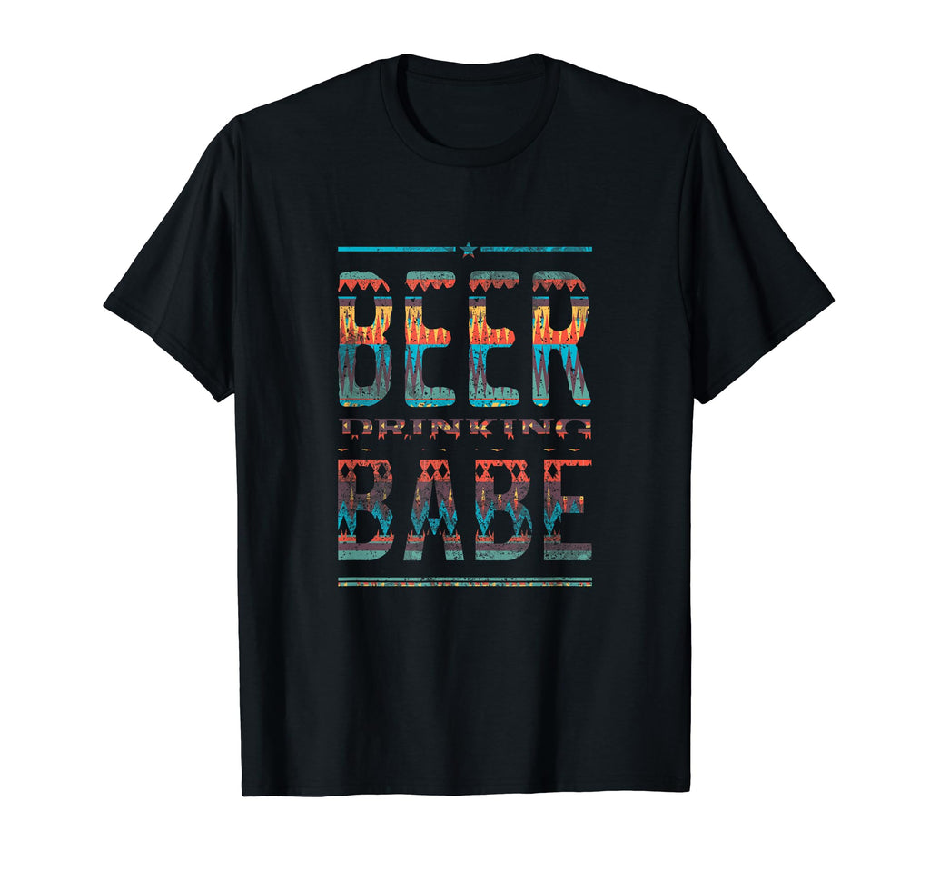 Beer Drinking Babe Distressed T-Shirt - Graphic Print for Adults - T-Shirt, Sweatshirt, Hoodie