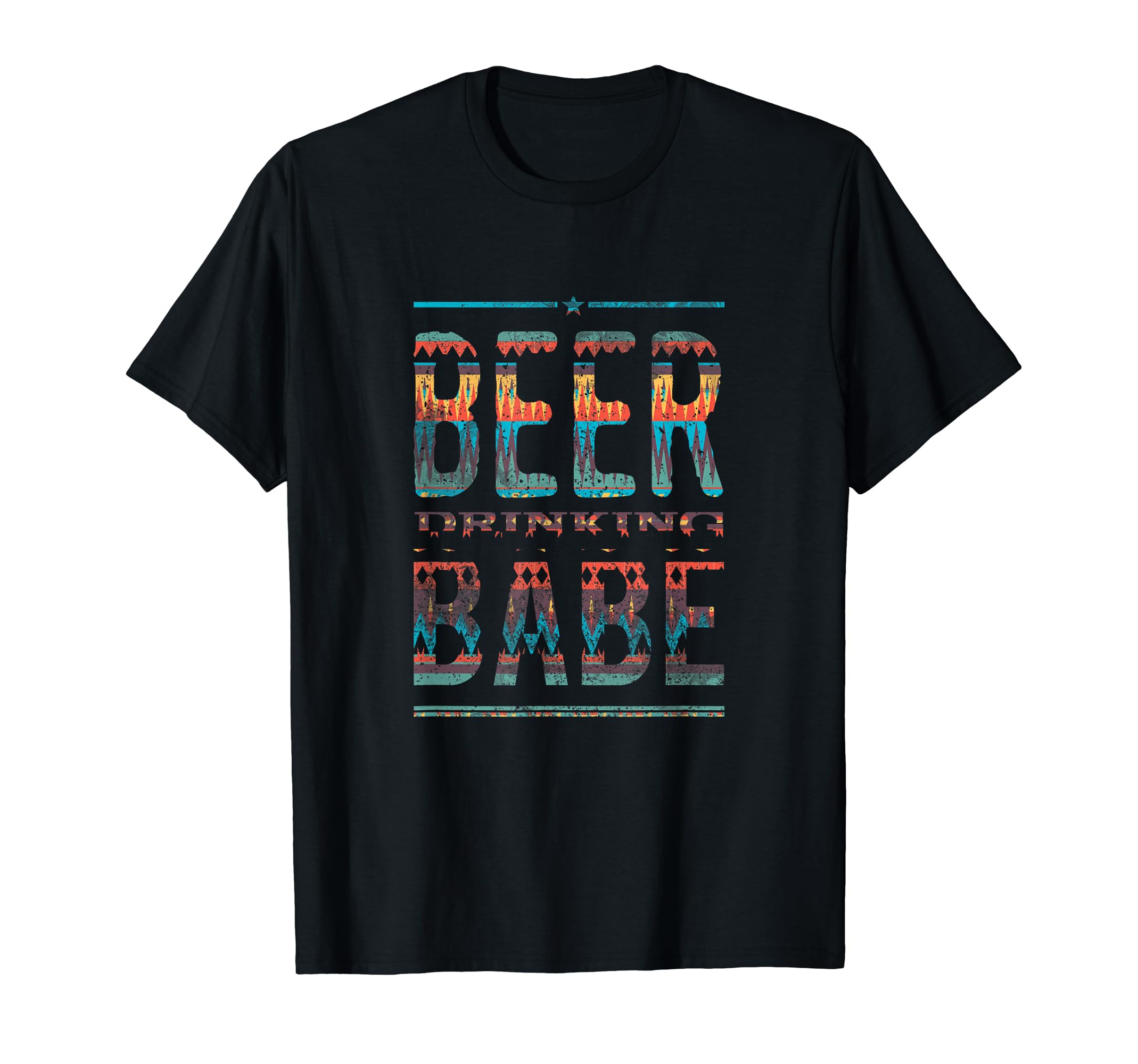 Beer Drinking Babe Distressed T-Shirt - Graphic Print for Adults - T-Shirt, Sweatshirt, Hoodie