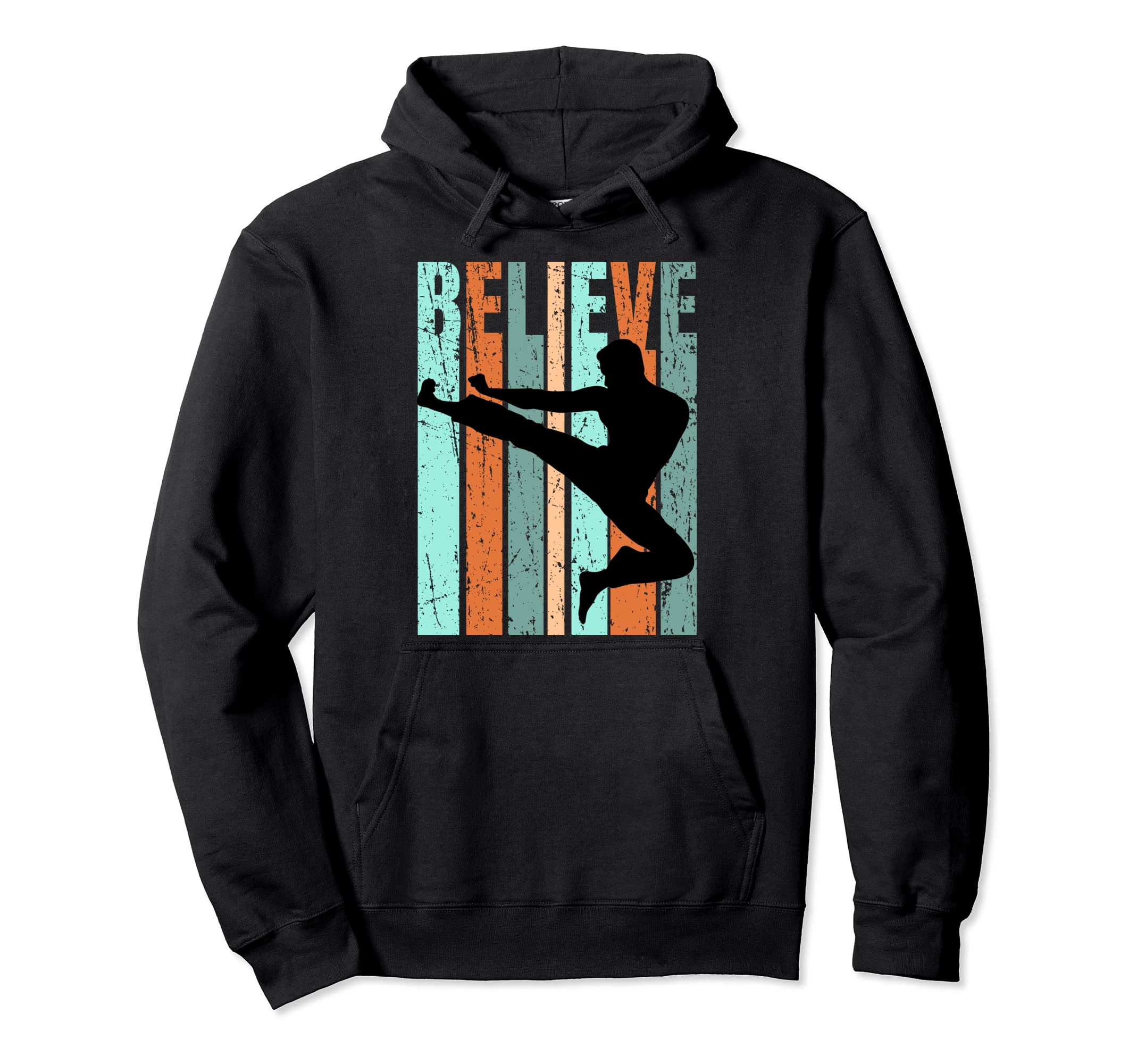 Karate Believe Ninja Distressed Hoodie - Streetwear Style for Adults - T-Shirt, Sweatshirt, Hoodie