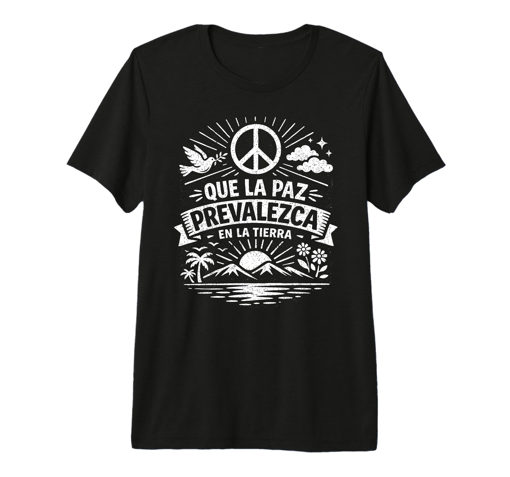 Que La Paz Prevalezca Spanish Peace Sign T-Shirt - Graphic Print Unisex - T-Shirt, Sweatshirt, Hoodie