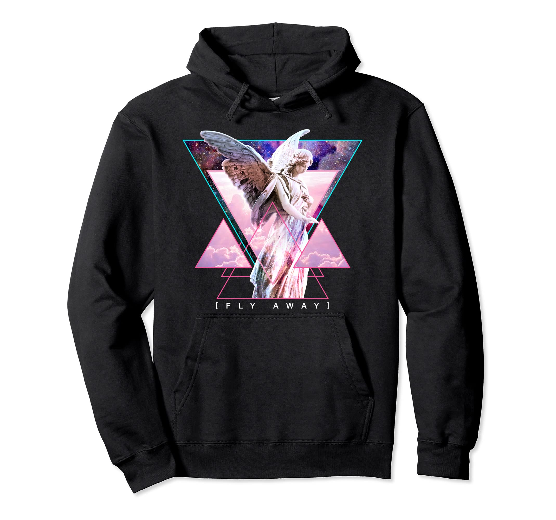 Vaporwave Angel Statue Wings Fly Away Hoodie - Custom Art Print Men Women - T-Shirt, Sweatshirt, Hoodie