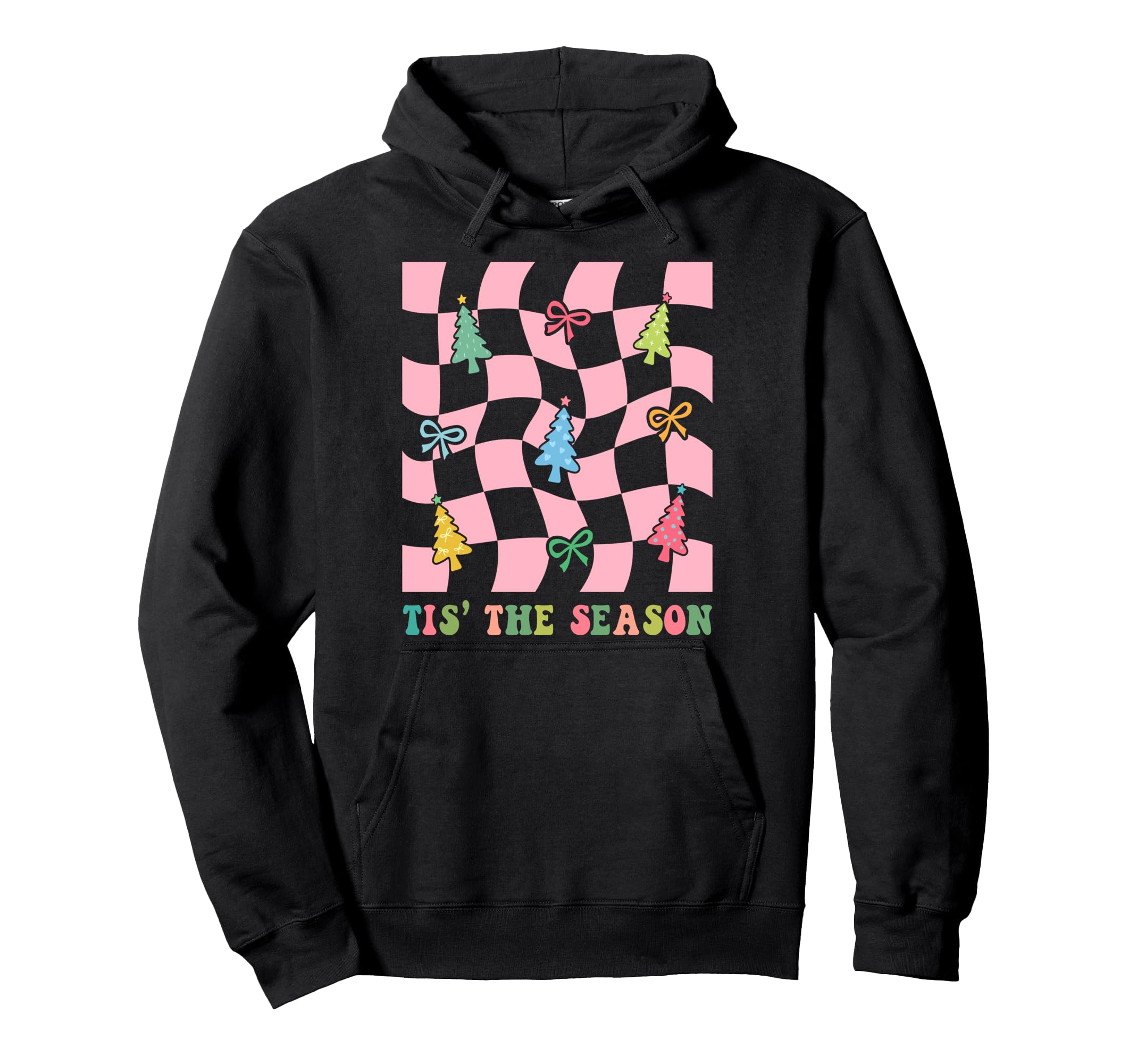 Boho Trees Bow Ribbons Checkered Hoodie - Trendy Graphic for Adults - T-Shirt, Sweatshirt, Hoodie