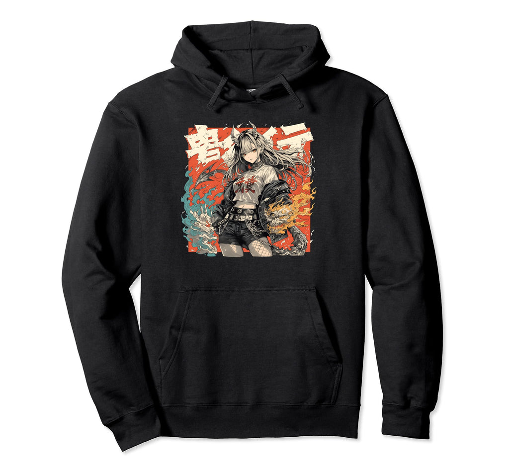 Goth Grunge Demon Anime Waifu Horror Hoodie - Aesthetic Graphic Men Women - T-Shirt, Sweatshirt, Hoodie