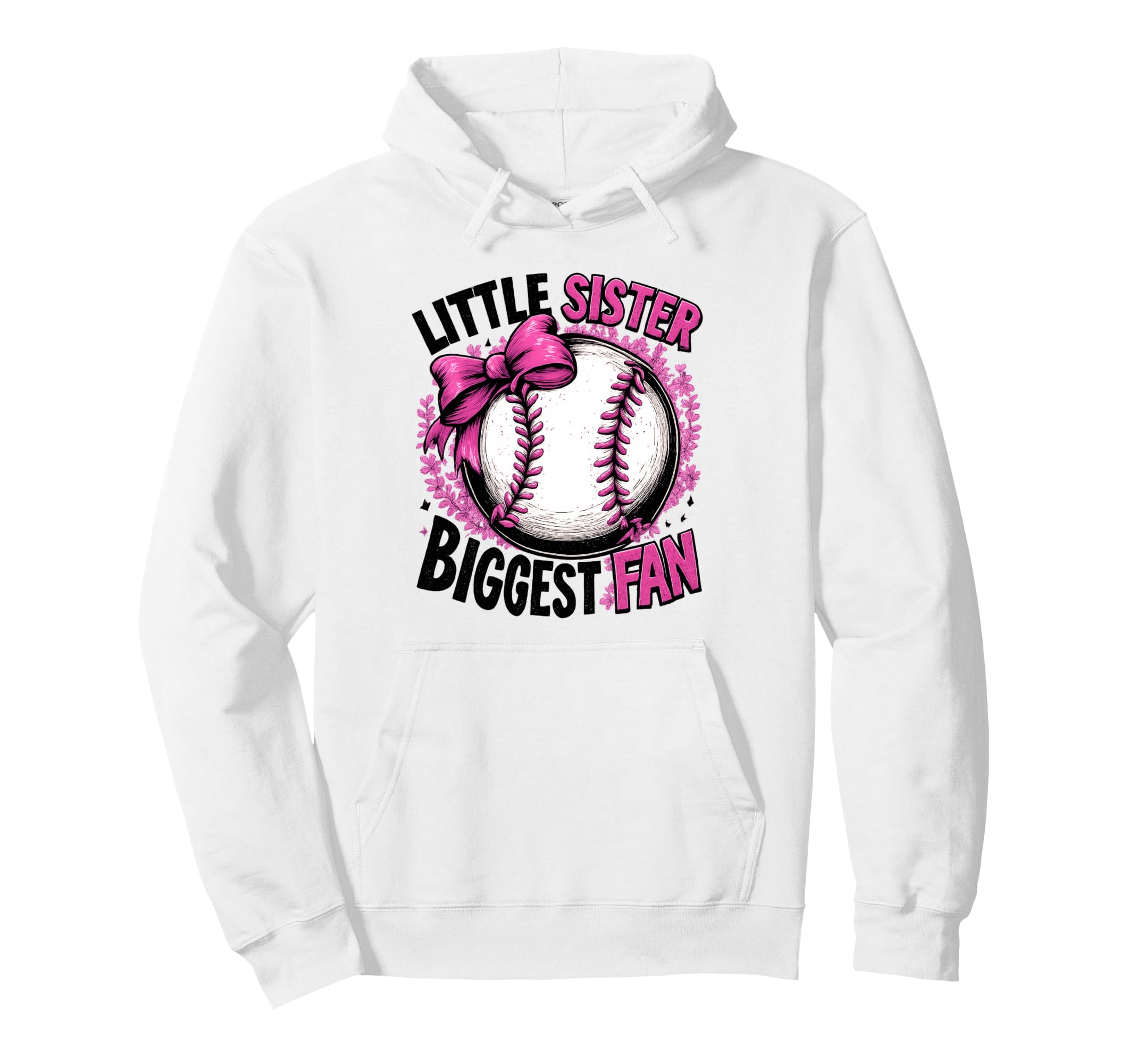 Little Sister Biggest Fan Baseball Softball Hoodie - Trendy Graphic Unisex - T-Shirt, Sweatshirt, Hoodie