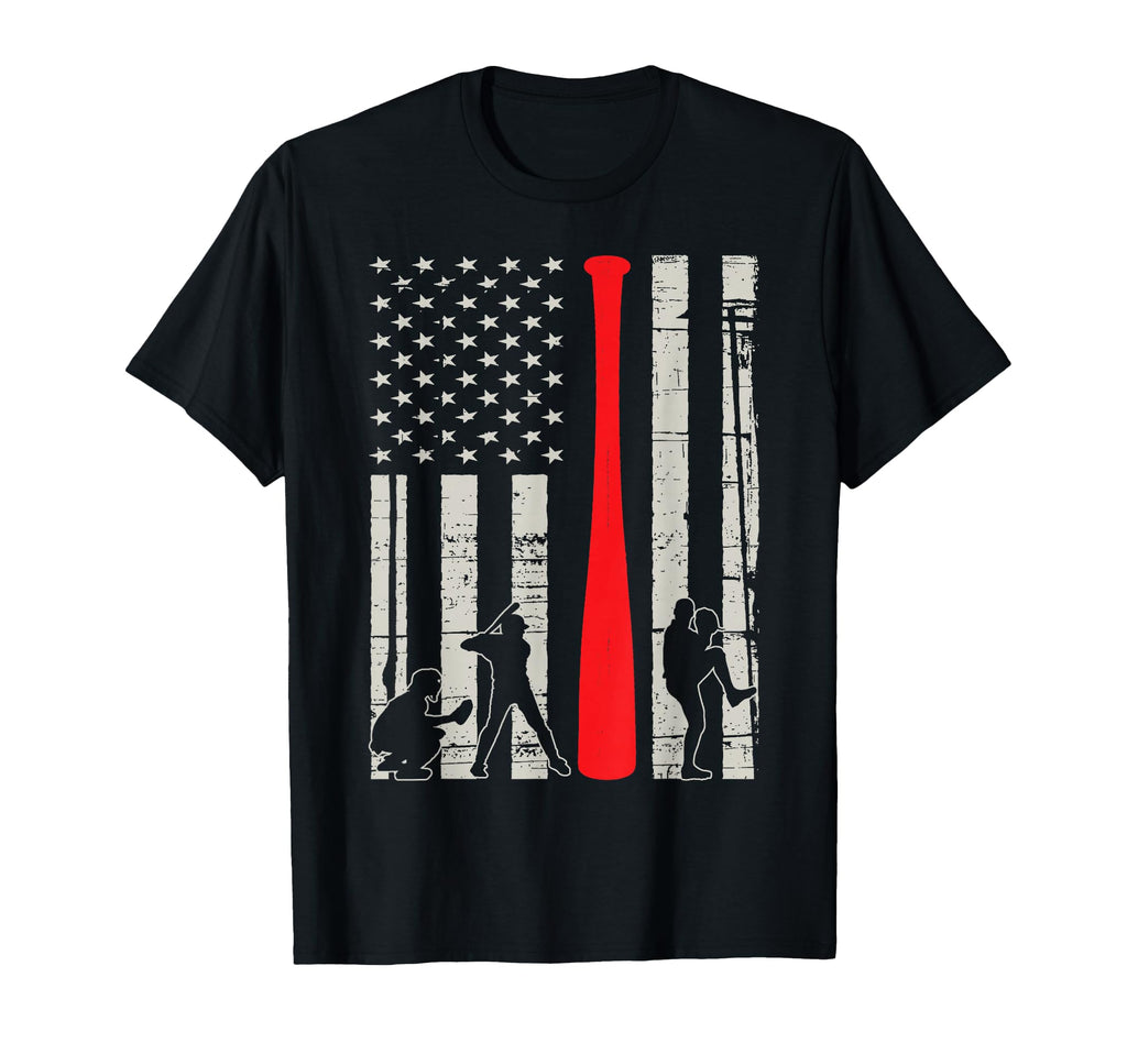 Baseball Bat American Flag T-Shirt - Custom Art Print Unisex - T-Shirt, Sweatshirt, Hoodie