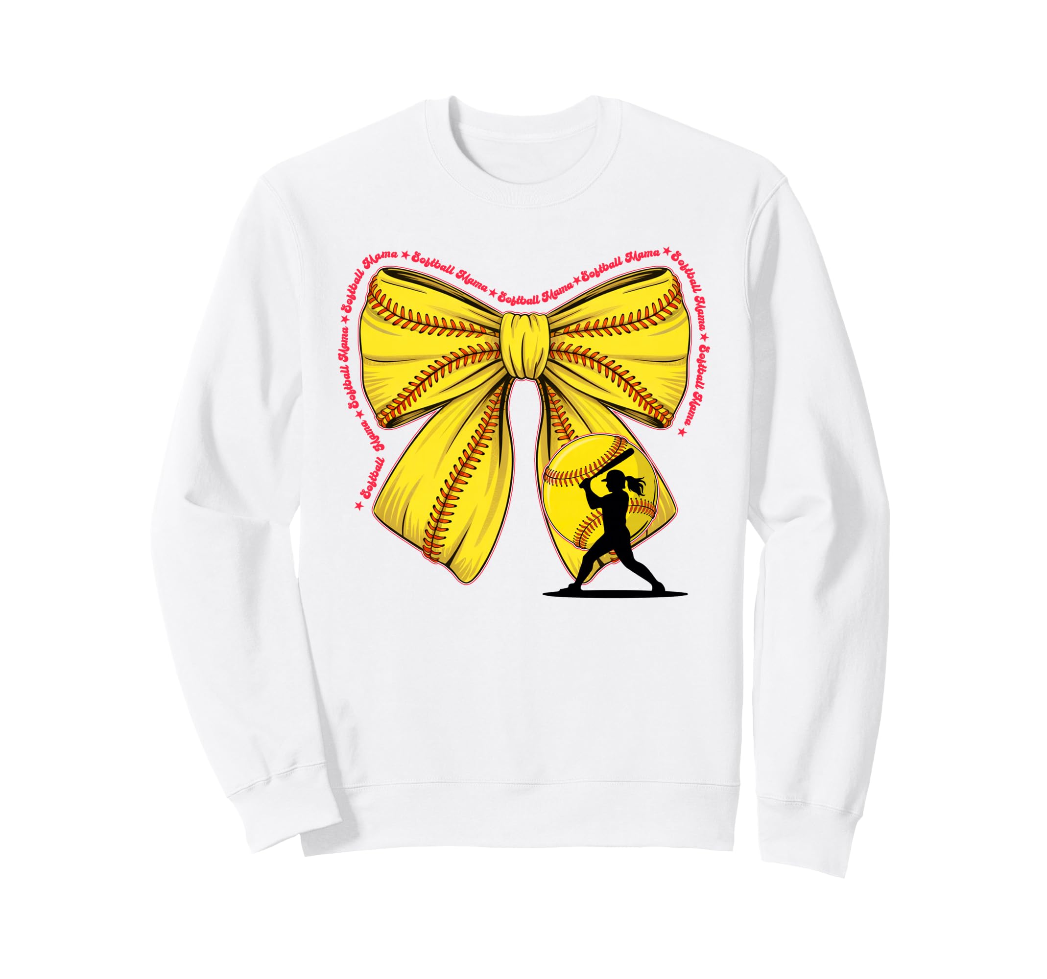 Softball Mama Softball Bow Sweatshirt - Novelty Apparel for Adults - T-Shirt, Sweatshirt, Hoodie