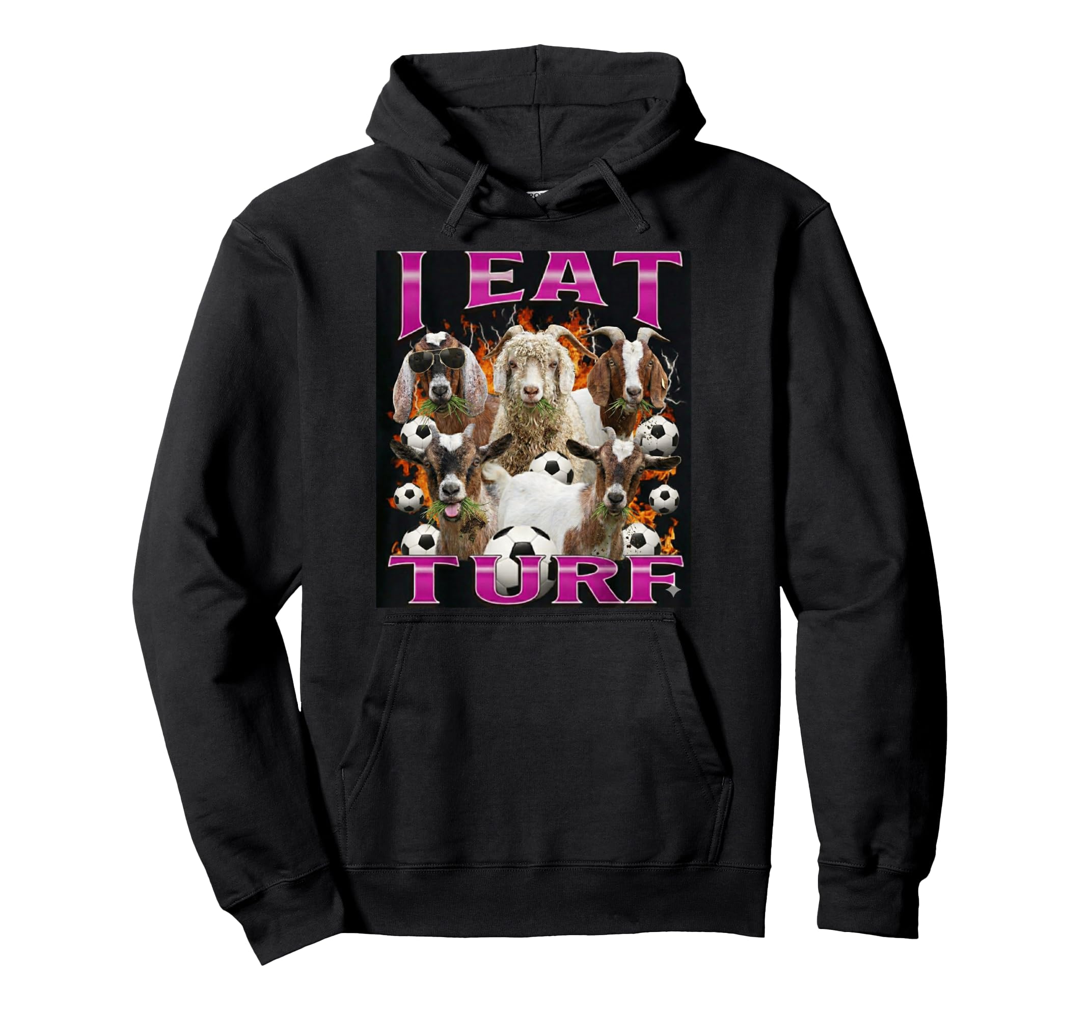 I Eat Turf Funny Goat Bootleg 90S Soccer Hoodie - Graphic Print Unisex - T-Shirt, Sweatshirt, Hoodie