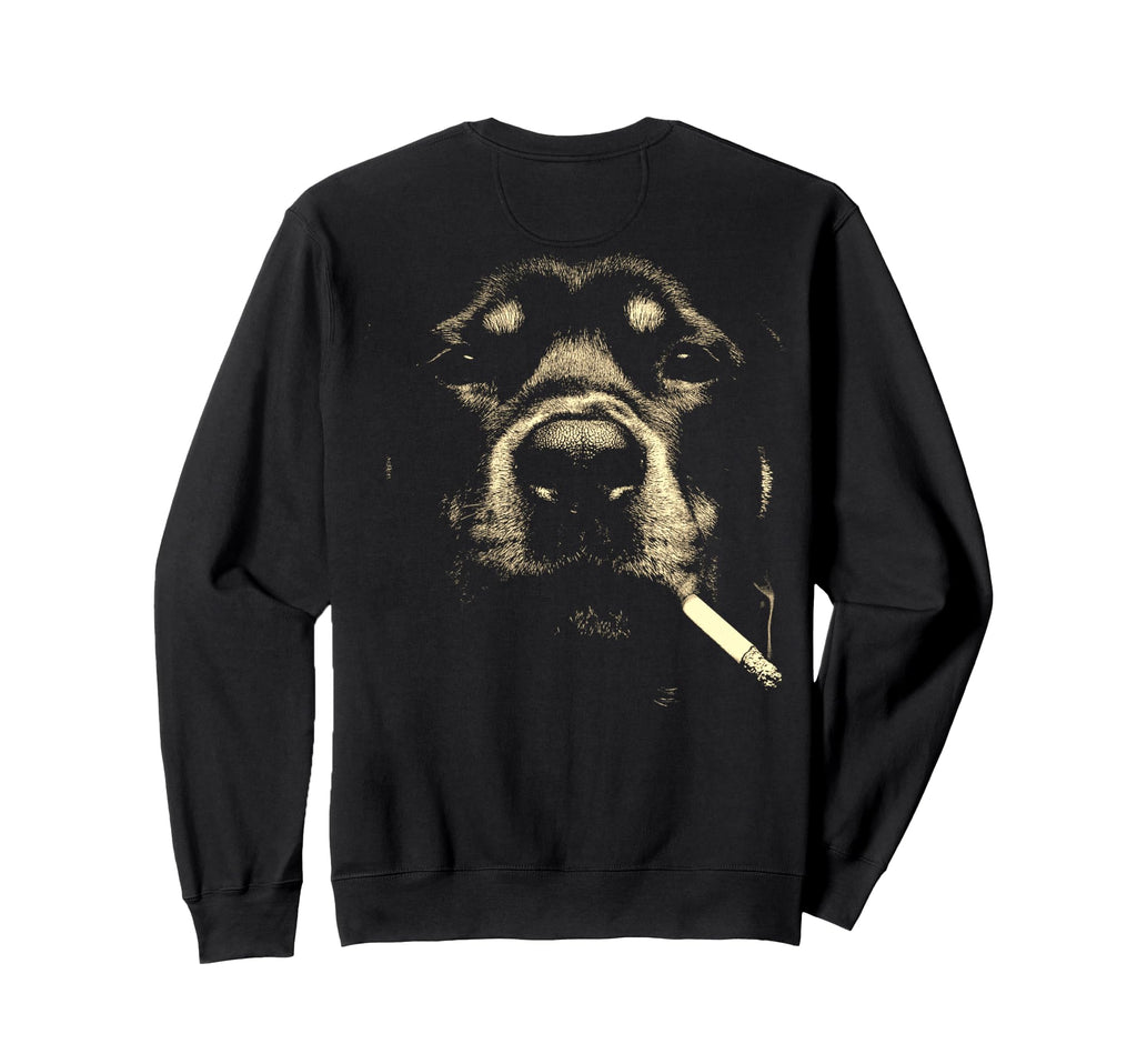 Rottweiler Smoking Cigarette Sweatshirt - Minimalist Print for Adults - T-Shirt, Sweatshirt, Hoodie