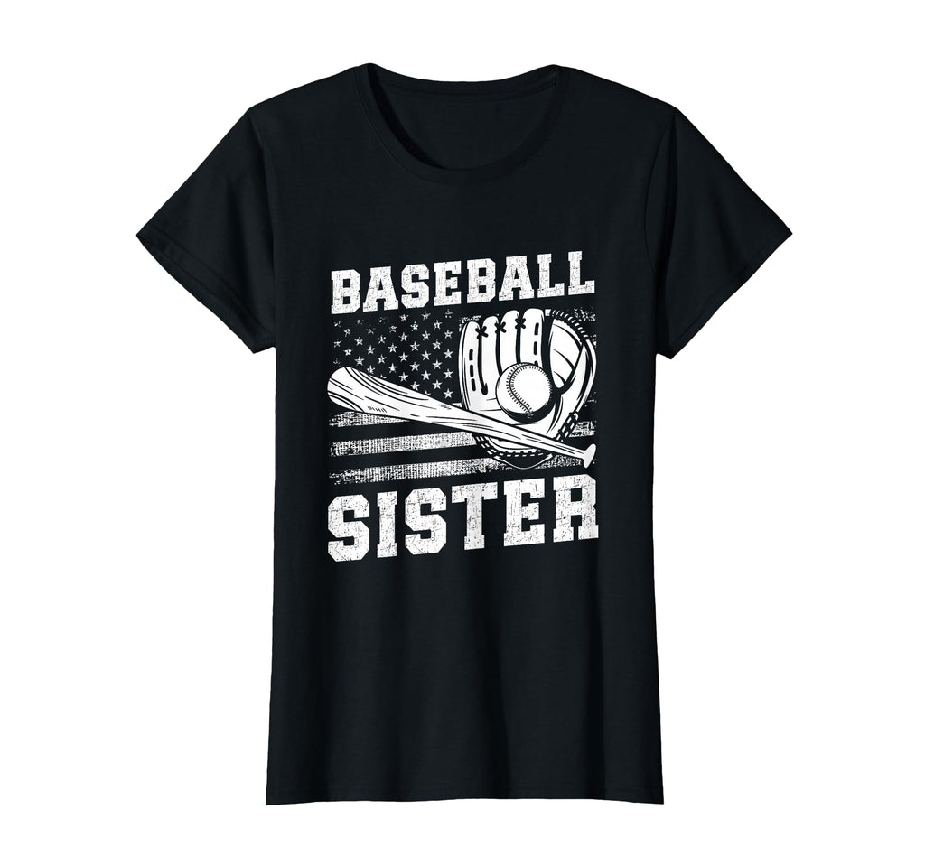 Baseball Sister Usa Flag T-Shirt - Novelty Apparel for Adults - T-Shirt, Sweatshirt, Hoodie