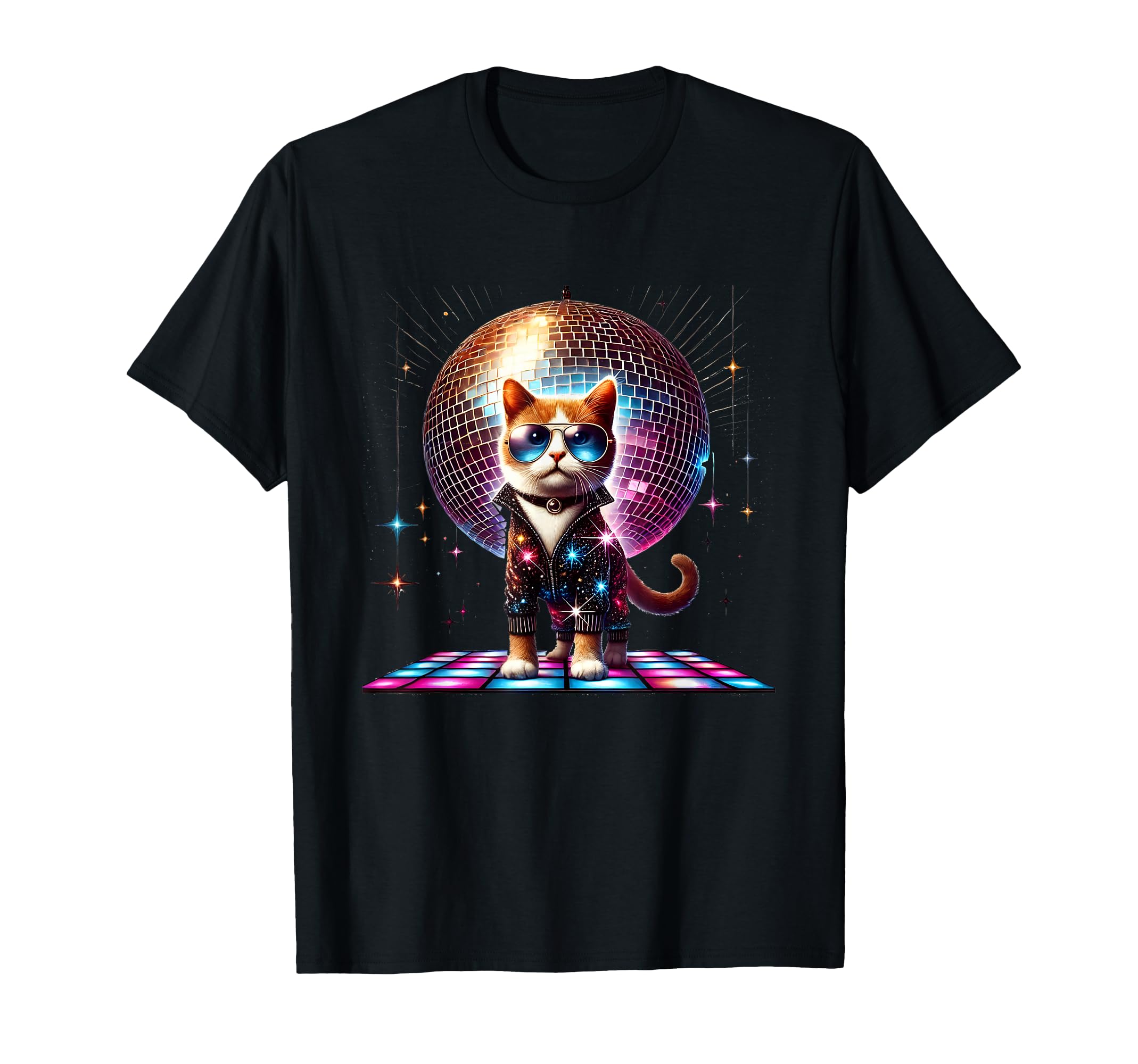 Dancing Cat Disco Ball Kitten Kitty T-Shirt - Casual Everyday Wear Unisex - T-Shirt, Sweatshirt, Hoodie
