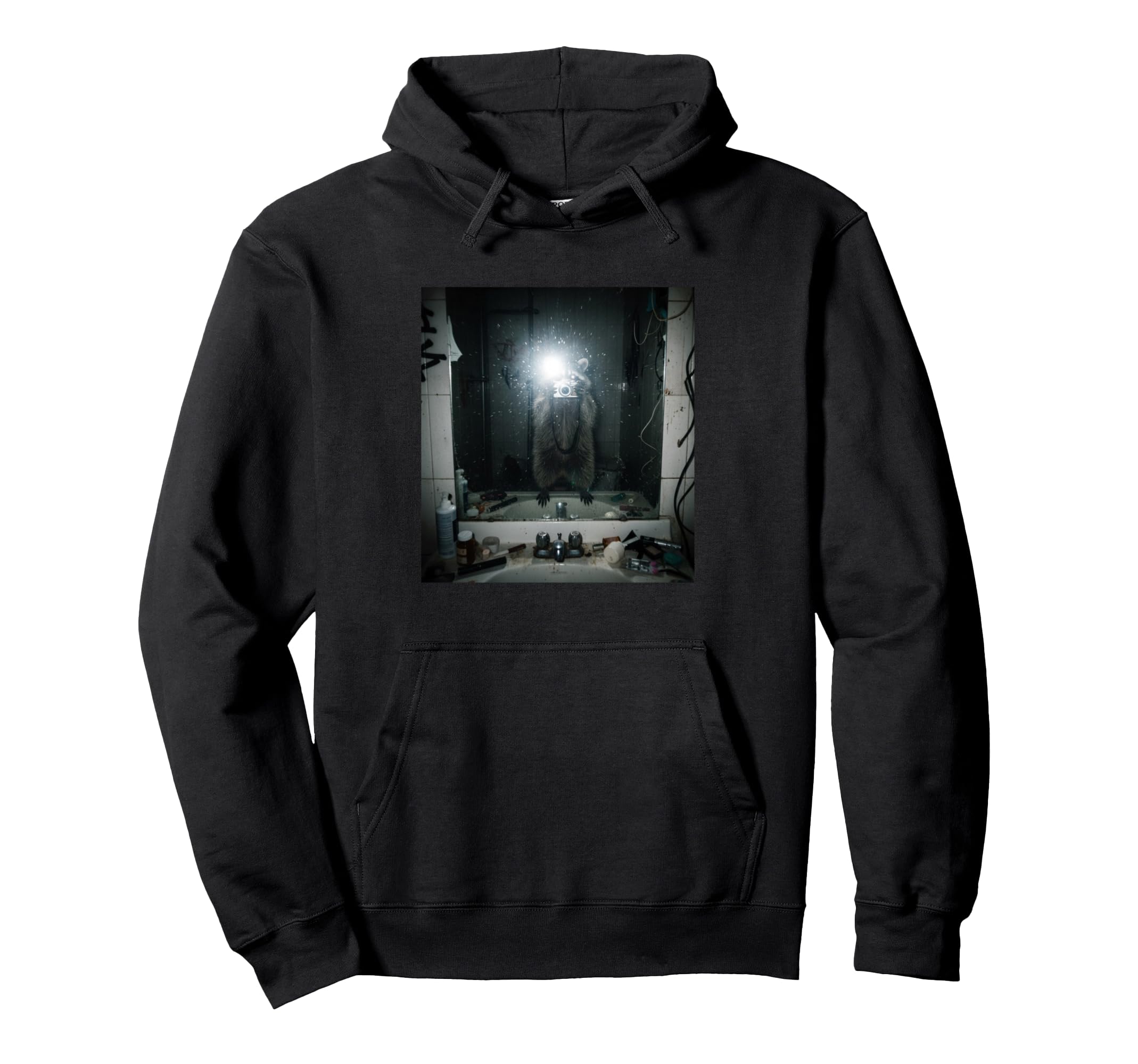 Funny Raccoon Meme Sassy Animal Mirror Hoodie - Minimalist Print Men Women - T-Shirt, Sweatshirt, Hoodie