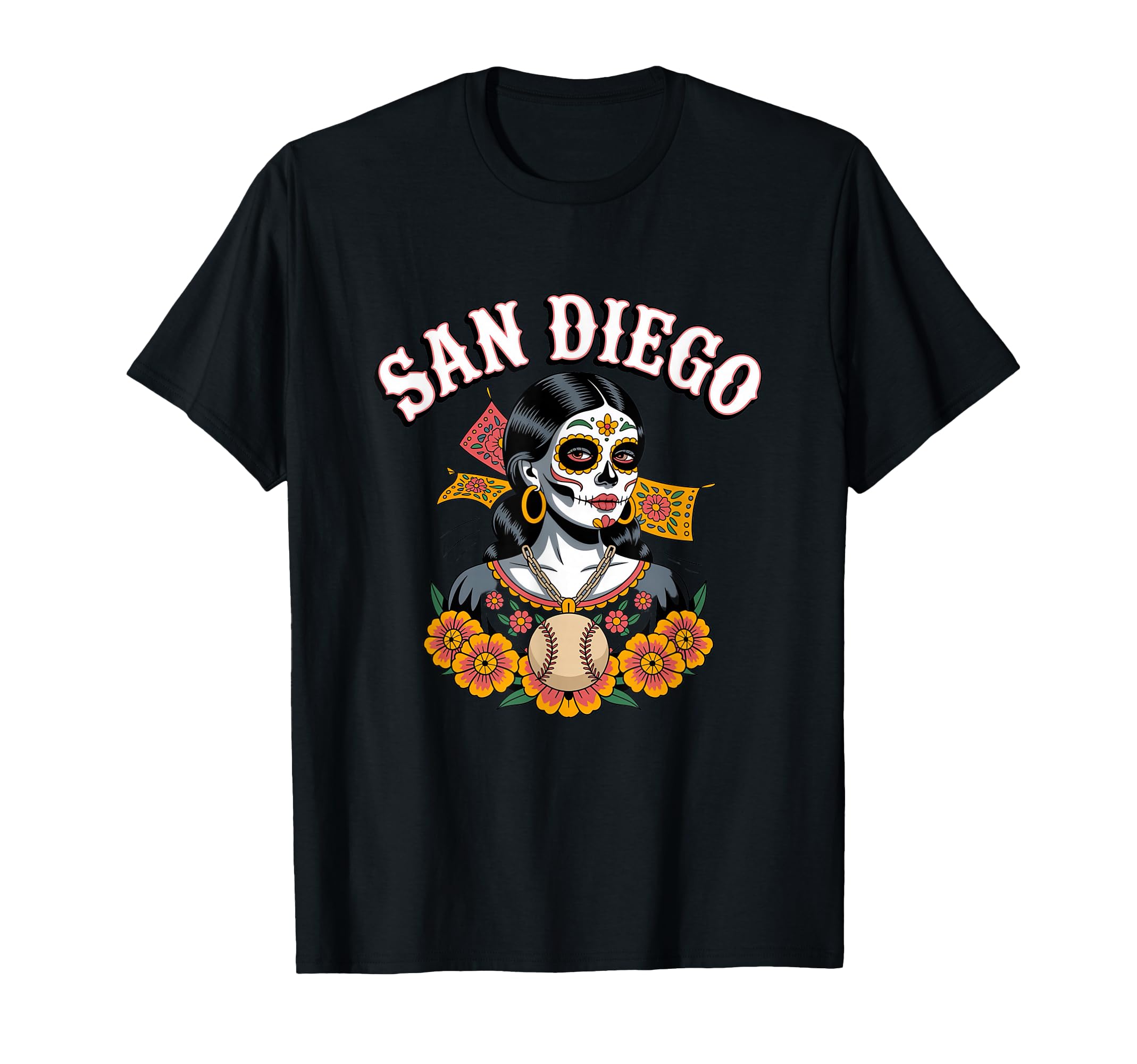 San Diego Sugar Skull Baseball Dia De T-Shirt - Fun Novelty Design Unisex - T-Shirt, Sweatshirt, Hoodie