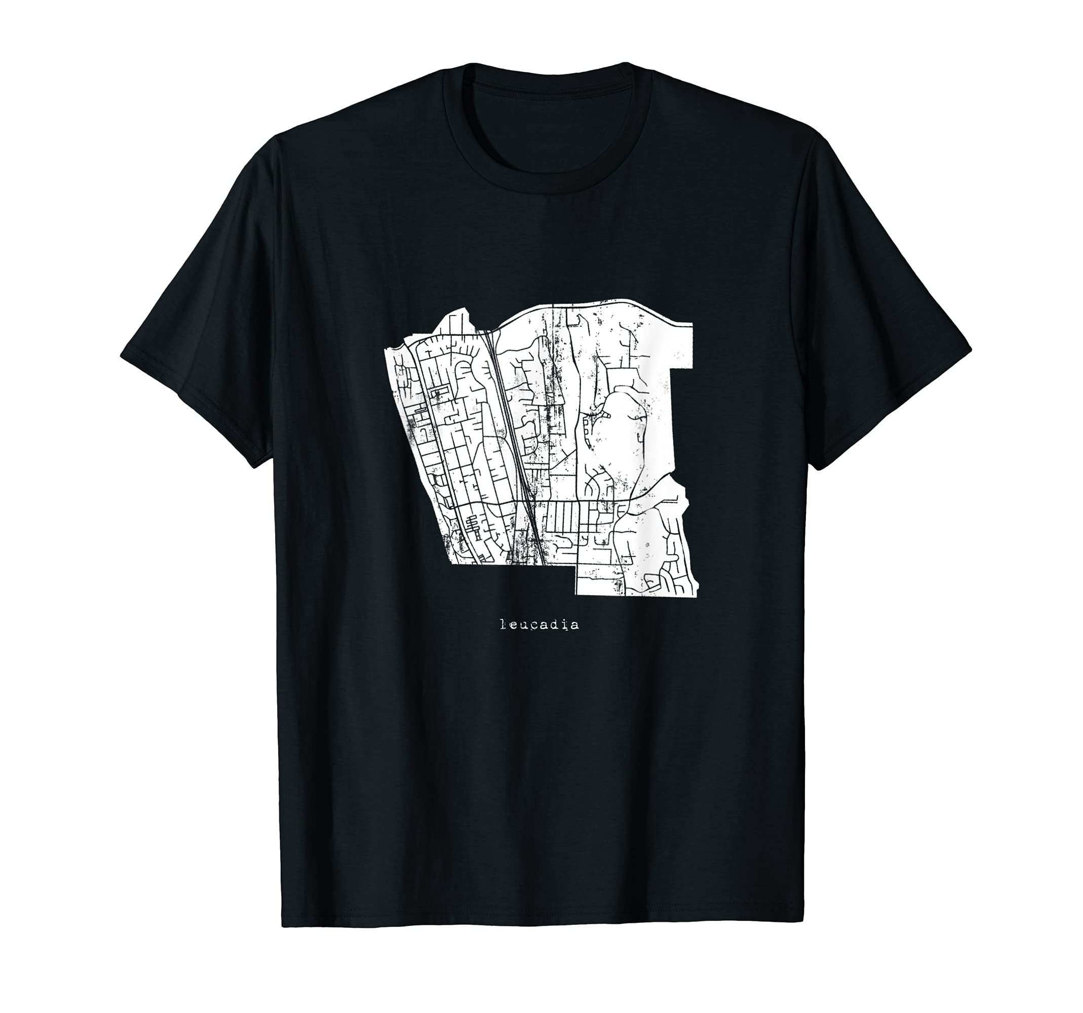 Leucadia Map Distressed T-Shirt - Trendy Graphic for Adults - T-Shirt, Sweatshirt, Hoodie