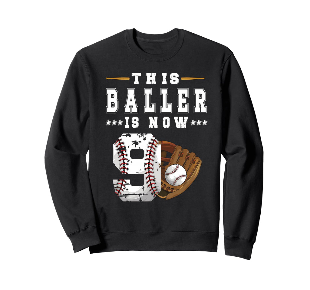 9Th Birthday Baseball Nine Year Old Sweatshirt - Streetwear Style Unisex - T-Shirt, Sweatshirt, Hoodie