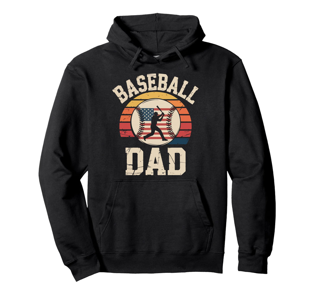 Baseball Dad American Flag Hoodie - Graphic Print Unisex - T-Shirt, Sweatshirt, Hoodie