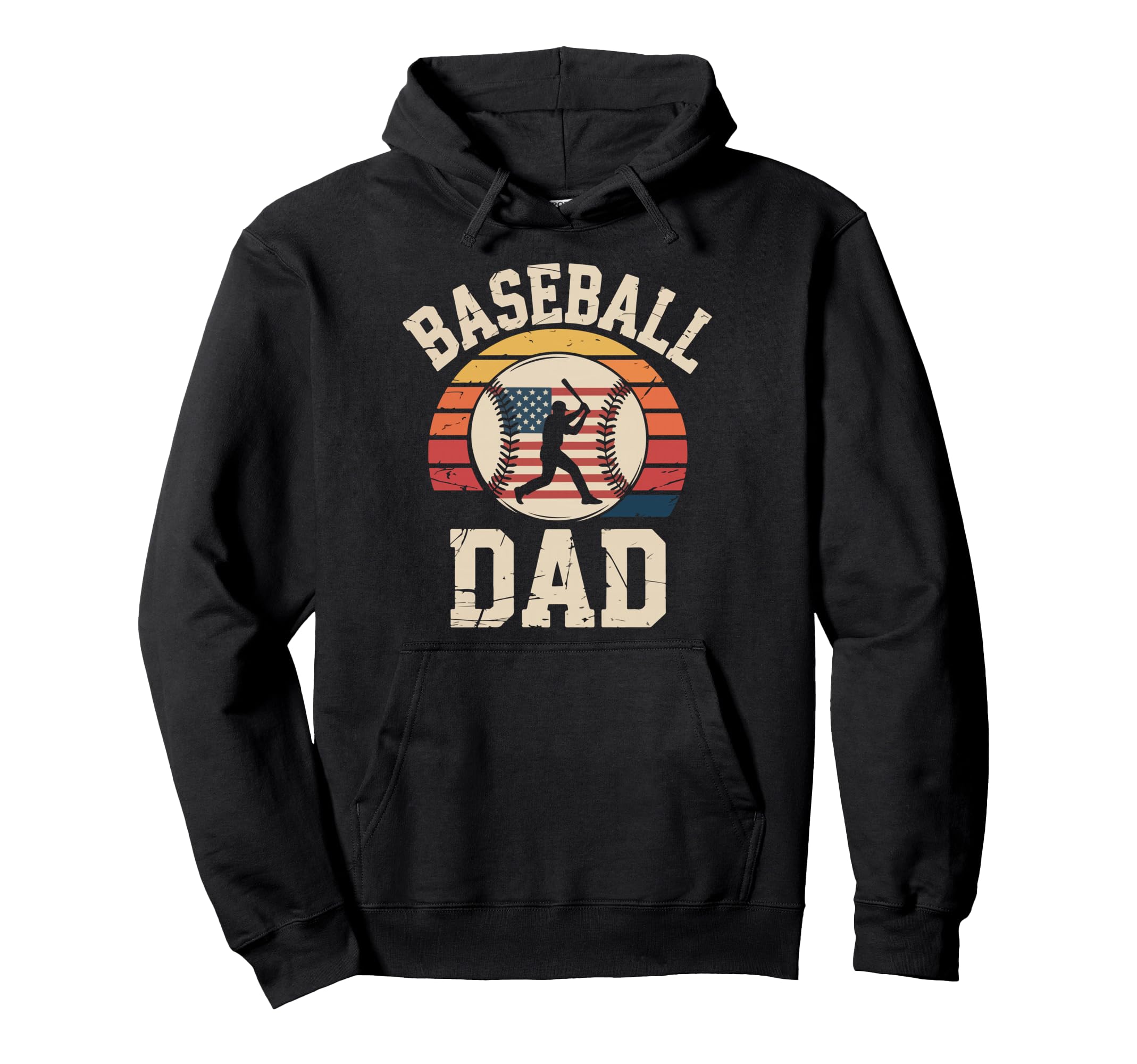 Baseball Dad American Flag Hoodie - Graphic Print Unisex - T-Shirt, Sweatshirt, Hoodie