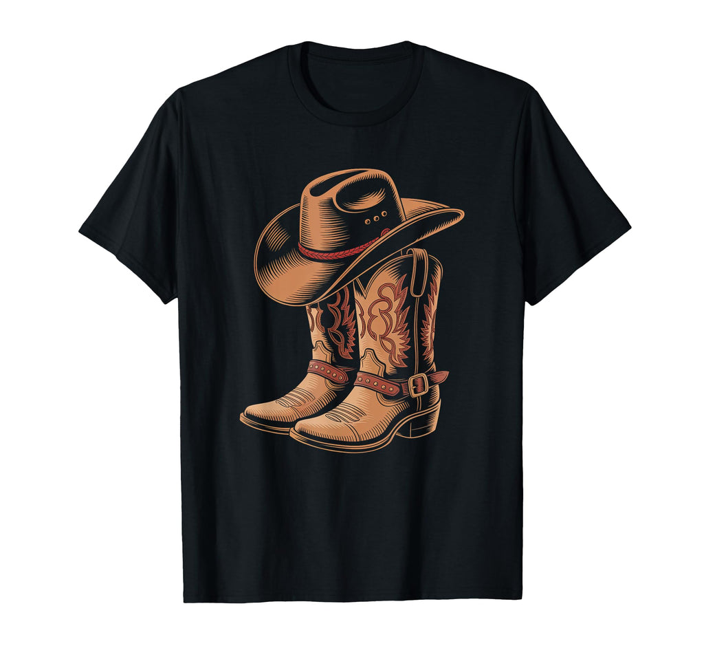 Cowboy Boots Western Country Cowgirl T-Shirt - Custom Art Print Unisex - T-Shirt, Sweatshirt, Hoodie