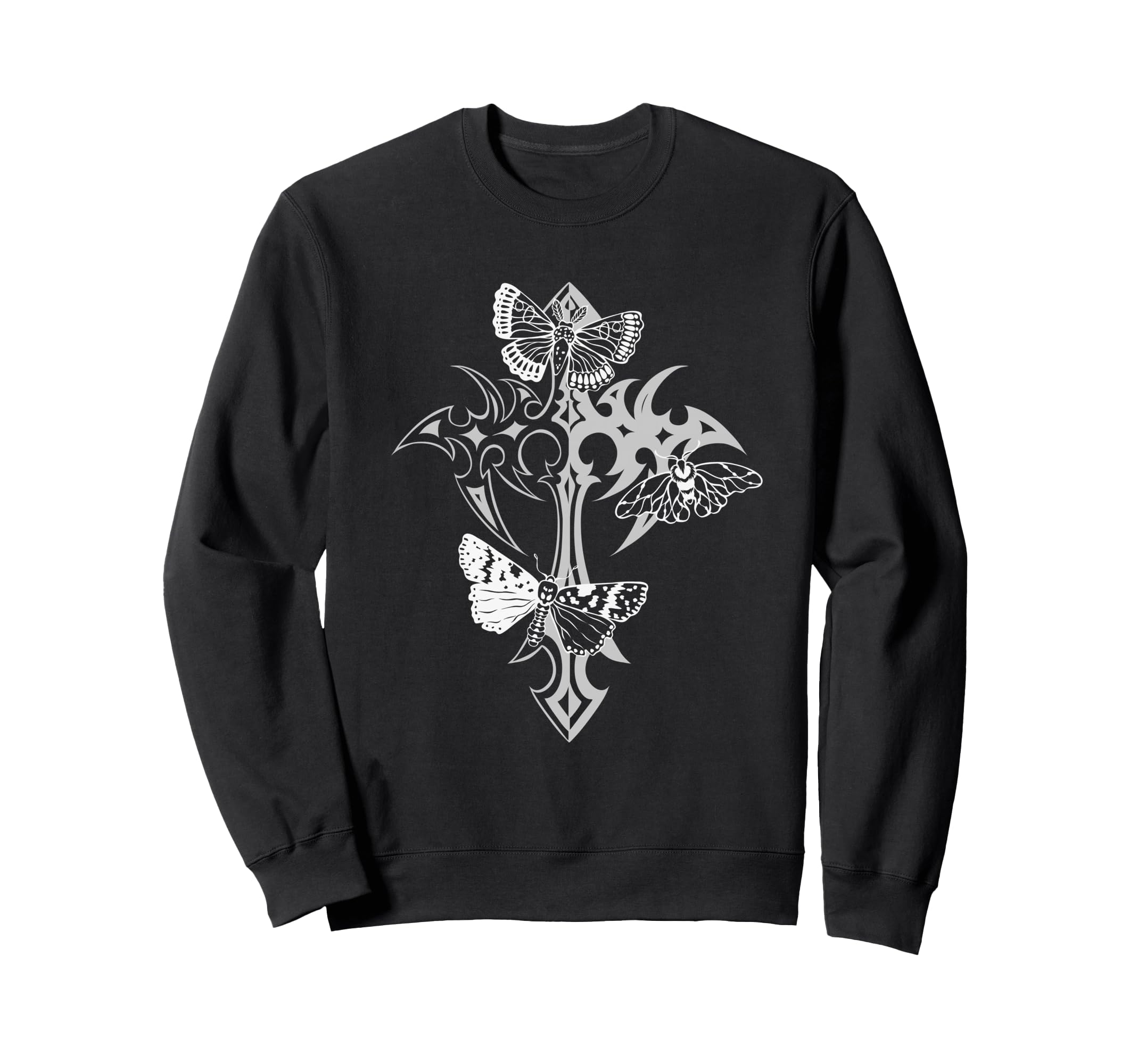 Gothic Cross Moth Grunge Sweatshirt - Fun Novelty Design for Adults - T-Shirt, Sweatshirt, Hoodie