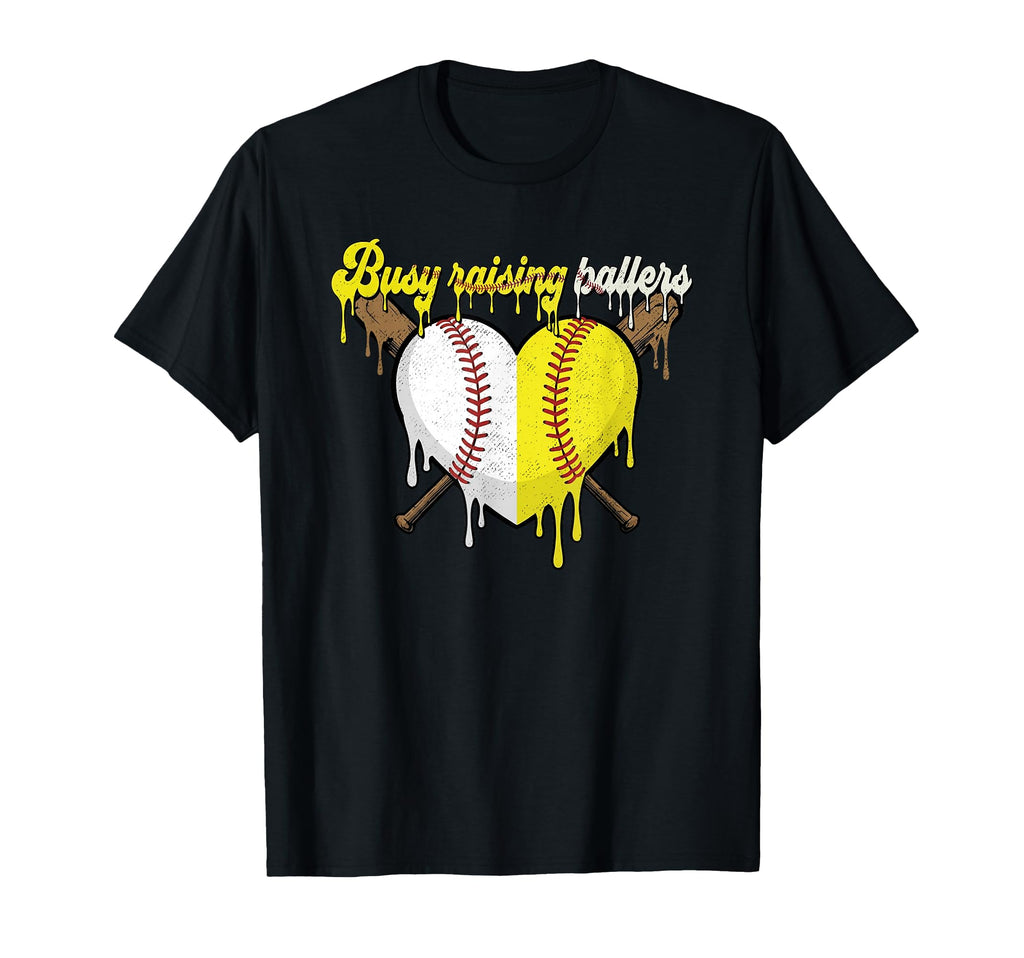 Busy Raising Ballers Softball T-Shirt - Fun Novelty Design for Adults - T-Shirt, Sweatshirt, Hoodie