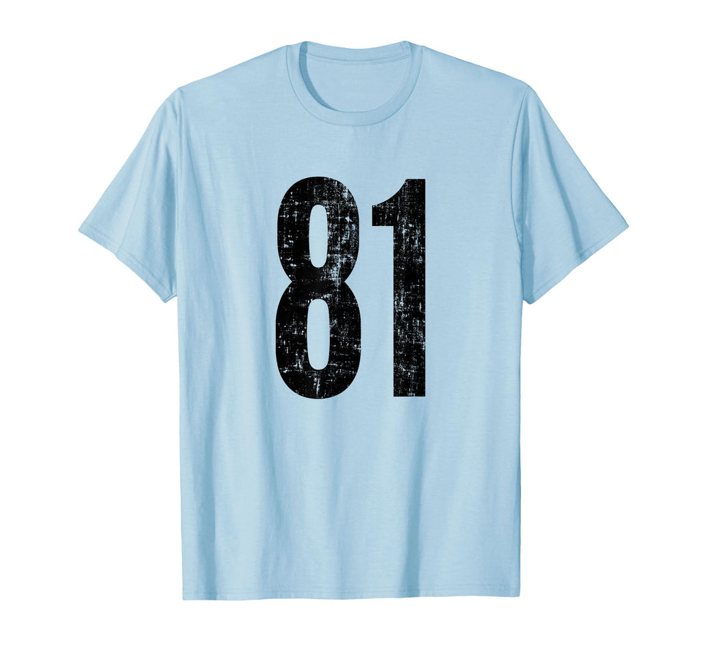 Number 81 Distressed Sport Team T-Shirt - Fun Novelty Design for Adults - T-Shirt, Sweatshirt, Hoodie