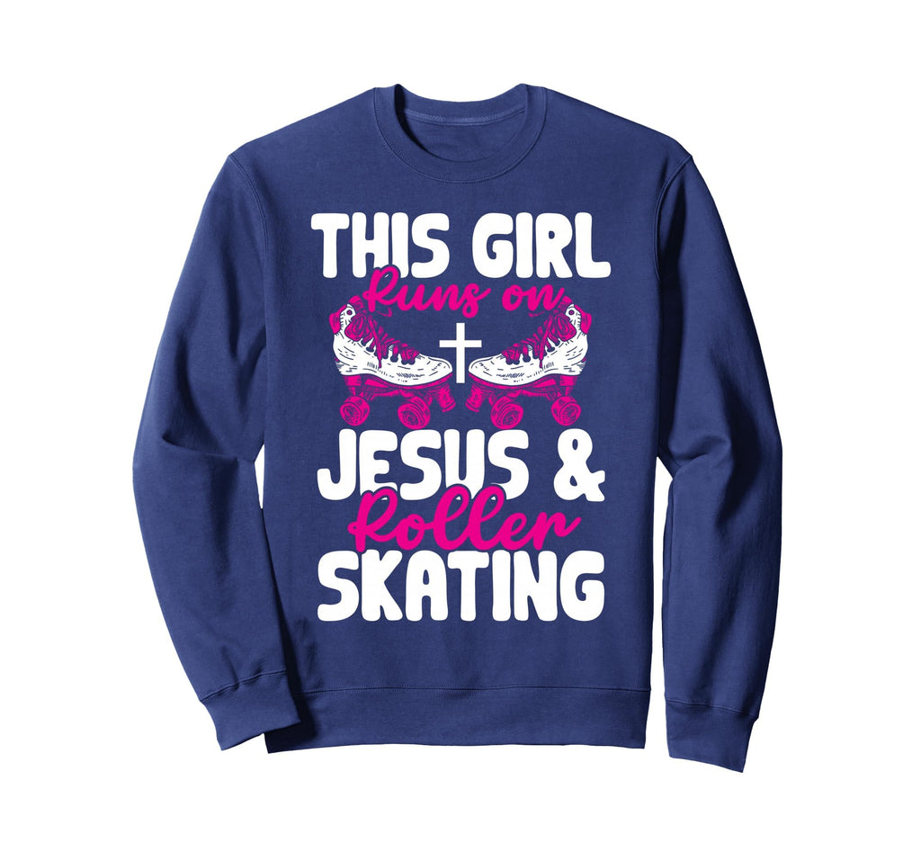 This Runs Jesus And Roller Skating Sweatshirt - Trendy Graphic for Adults - T-Shirt, Sweatshirt, Hoodie