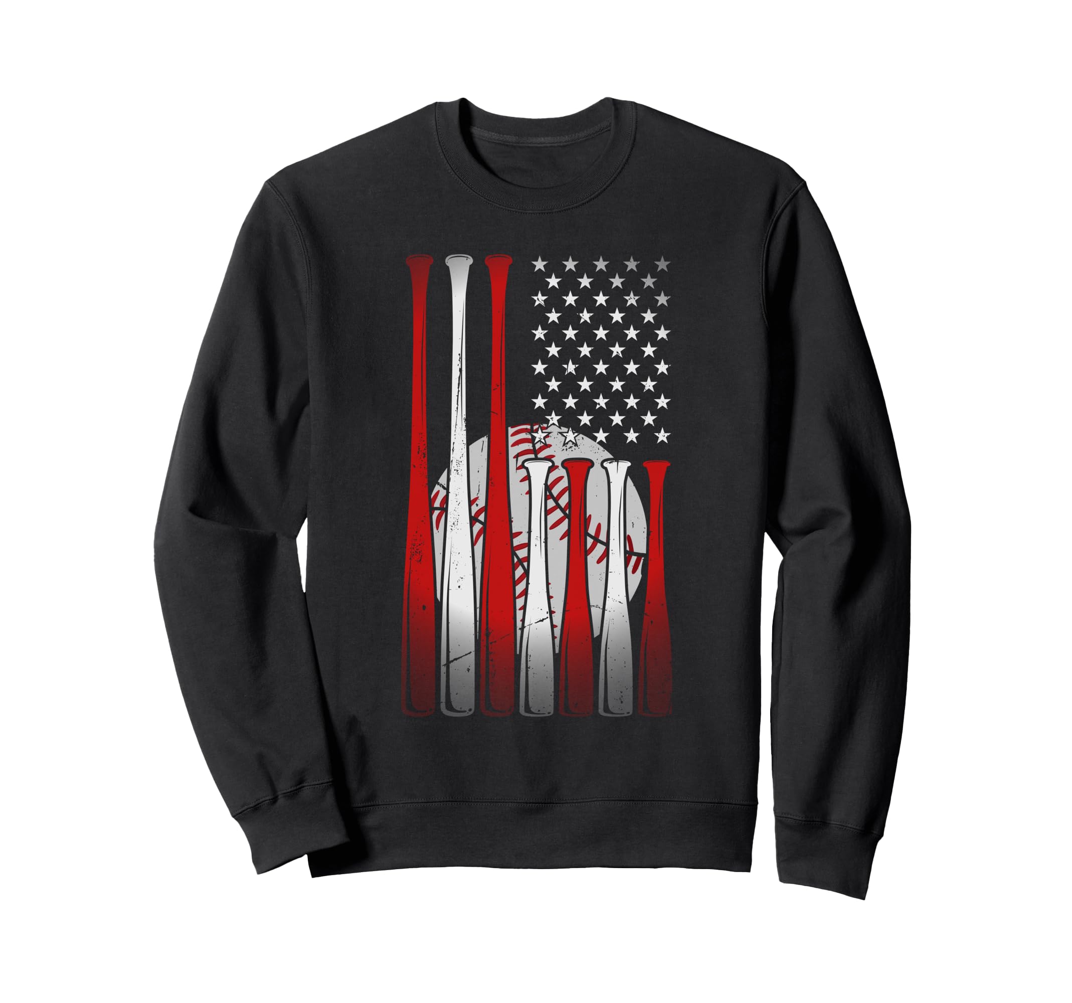Baseball American Flag Usa Dad Mom Sweatshirt - Minimalist Print for Adults - T-Shirt, Sweatshirt, Hoodie