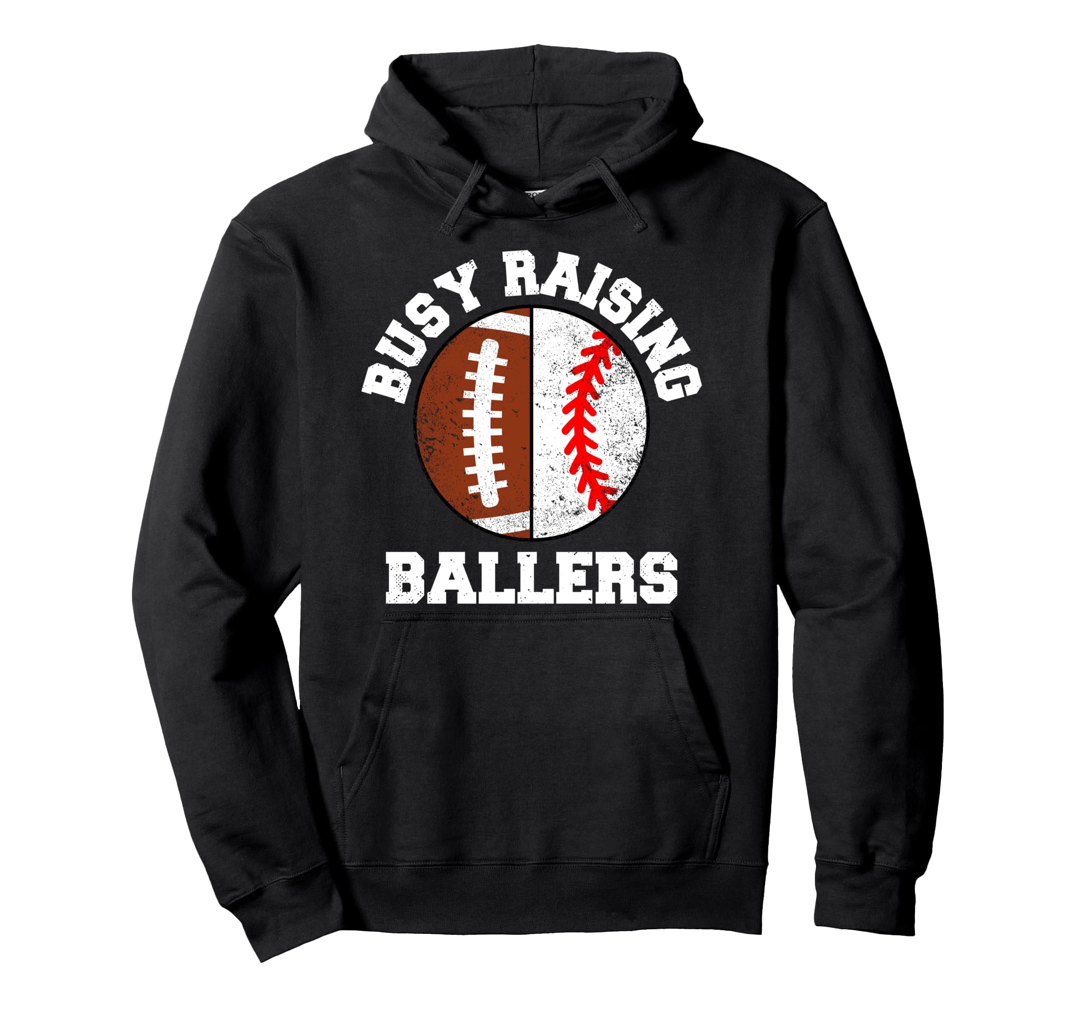 Busy Raising Ballers Funny Football Hoodie - Minimalist Print for Adults - T-Shirt, Sweatshirt, Hoodie
