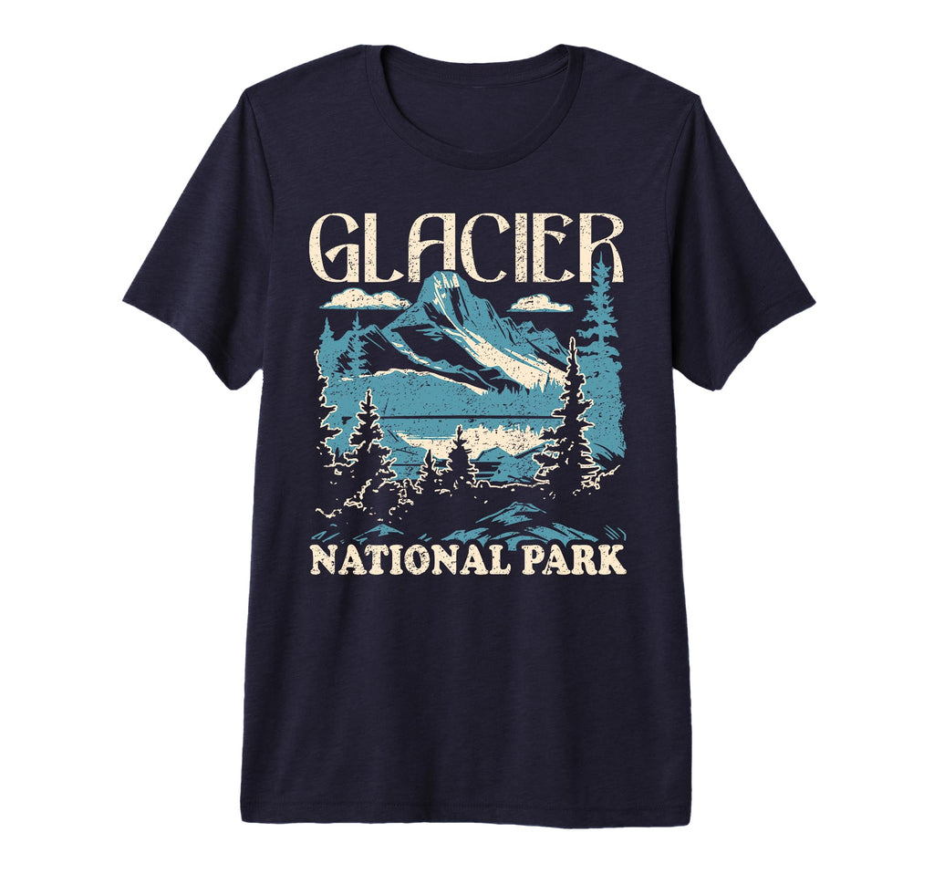 Glacier National Park Distressed Tri T-Shirt - Unique Graphic Men Women - T-Shirt, Sweatshirt, Hoodie