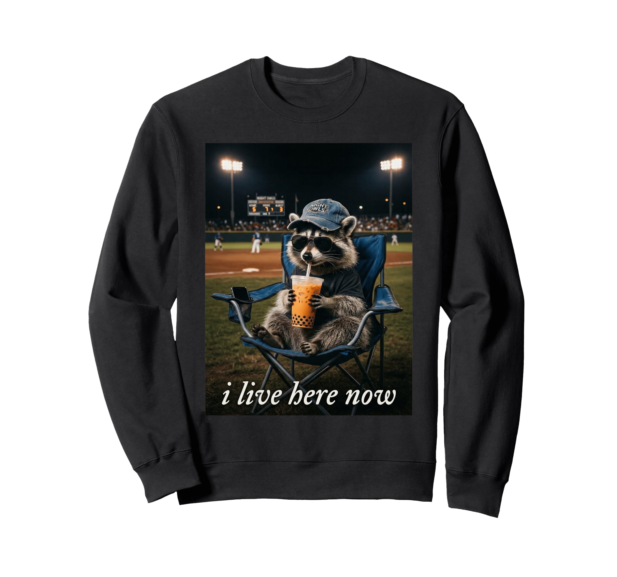 I Live Here Now Funny Raccoon Trash Sweatshirt - Trendy Graphic for Adults - T-Shirt, Sweatshirt, Hoodie