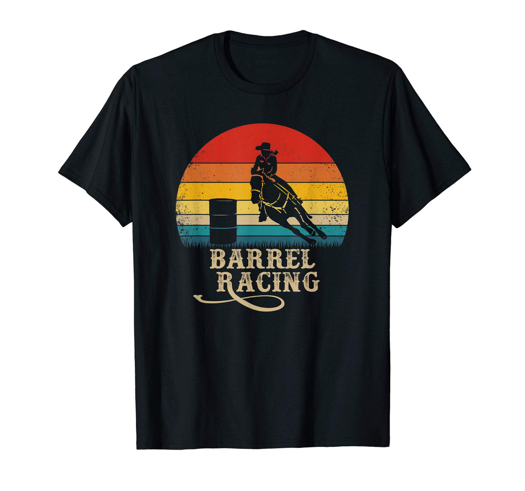 Barrel Racing Horse Riding Rodeo Sunset T-Shirt - Unique Graphic Unisex - T-Shirt, Sweatshirt, Hoodie
