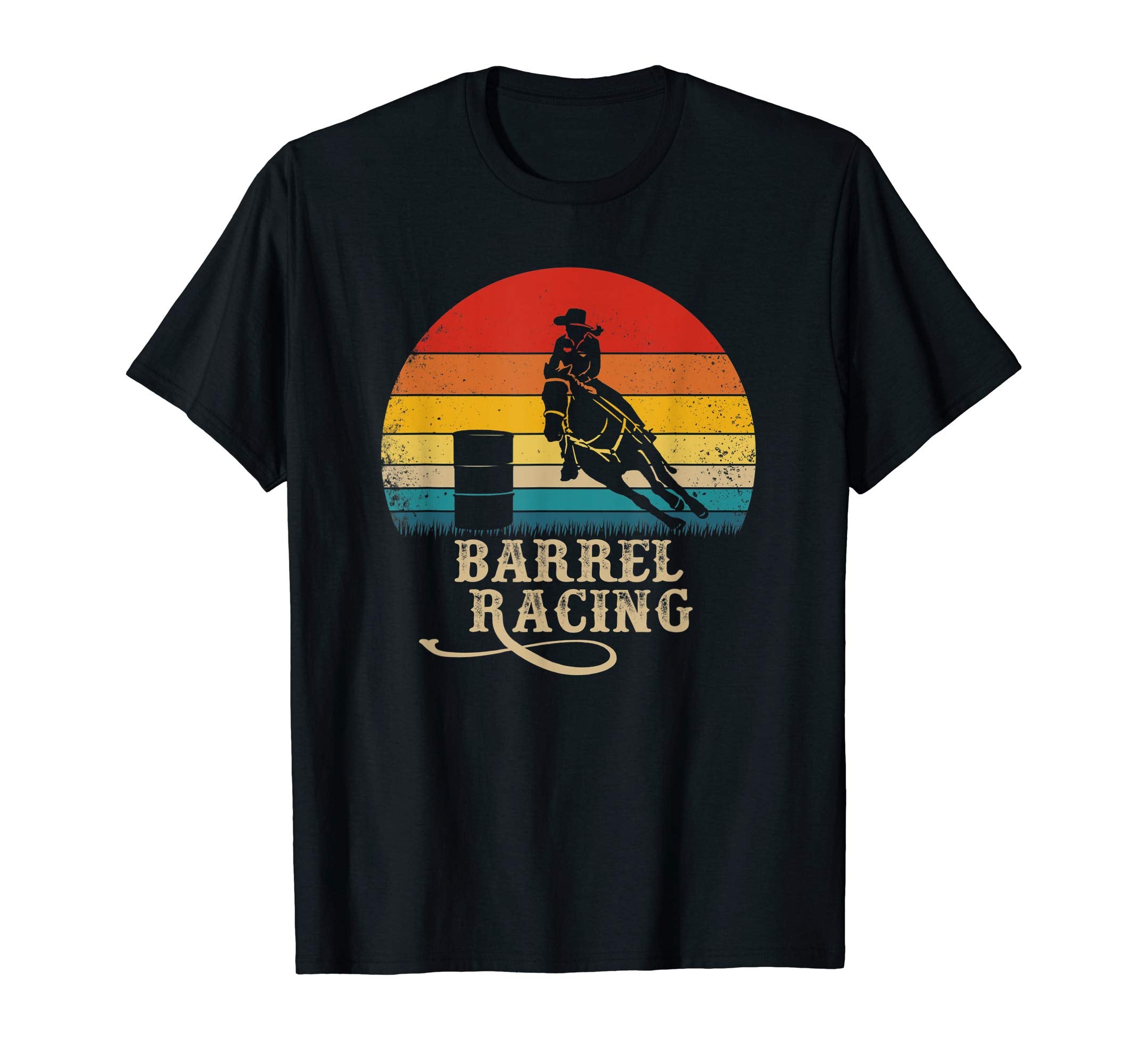 Barrel Racing Horse Riding Rodeo Sunset T-Shirt - Unique Graphic Unisex - T-Shirt, Sweatshirt, Hoodie