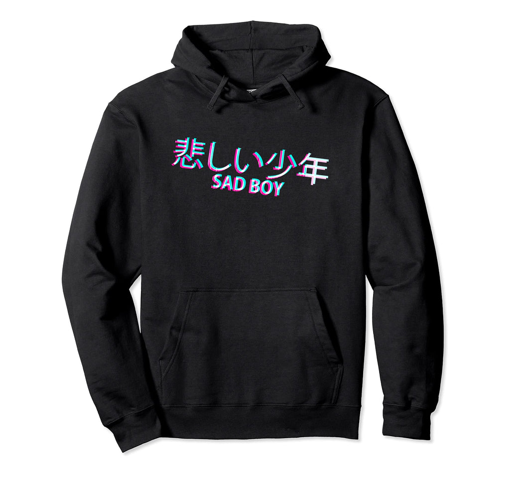 Japanese Glitch Sad Anime Minimal Hoodie - Novelty Apparel Unisex - T-Shirt, Sweatshirt, Hoodie