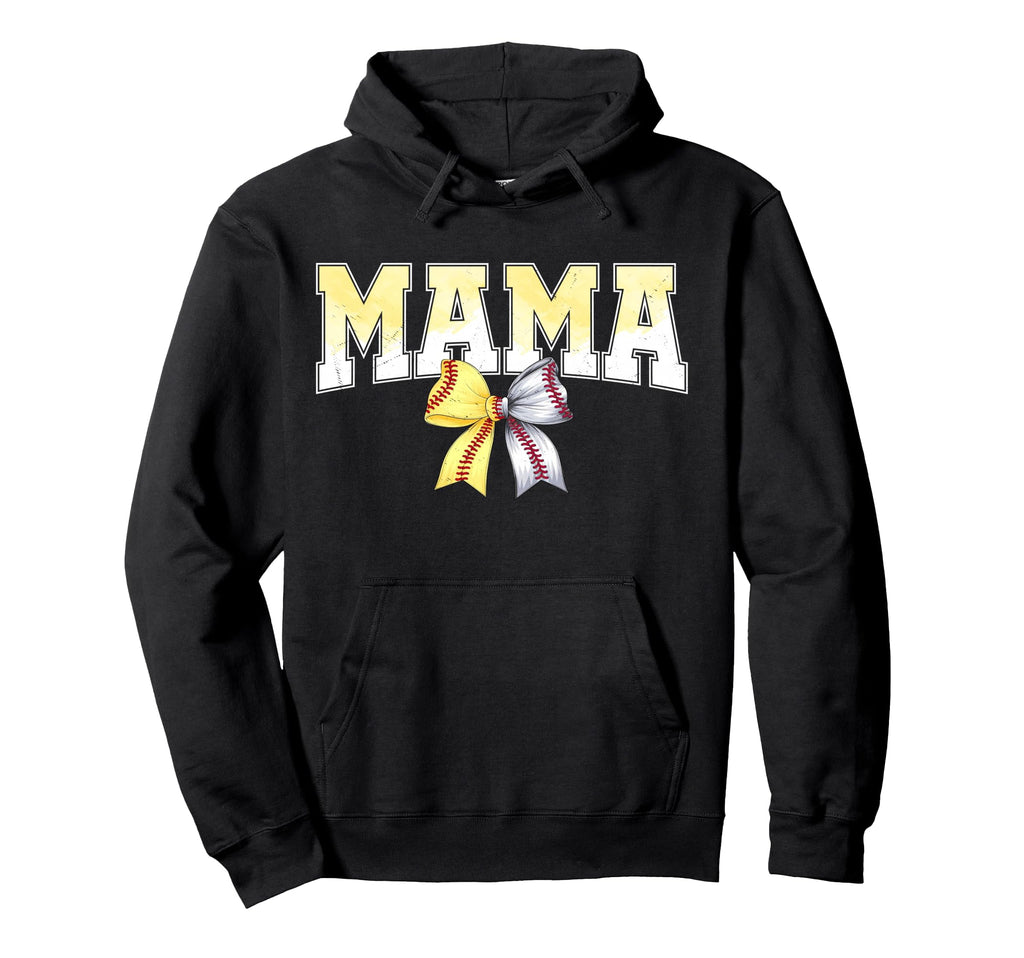 Coquette Bow Baseball Softball Mom Hoodie - Aesthetic Graphic Men Women - T-Shirt, Sweatshirt, Hoodie