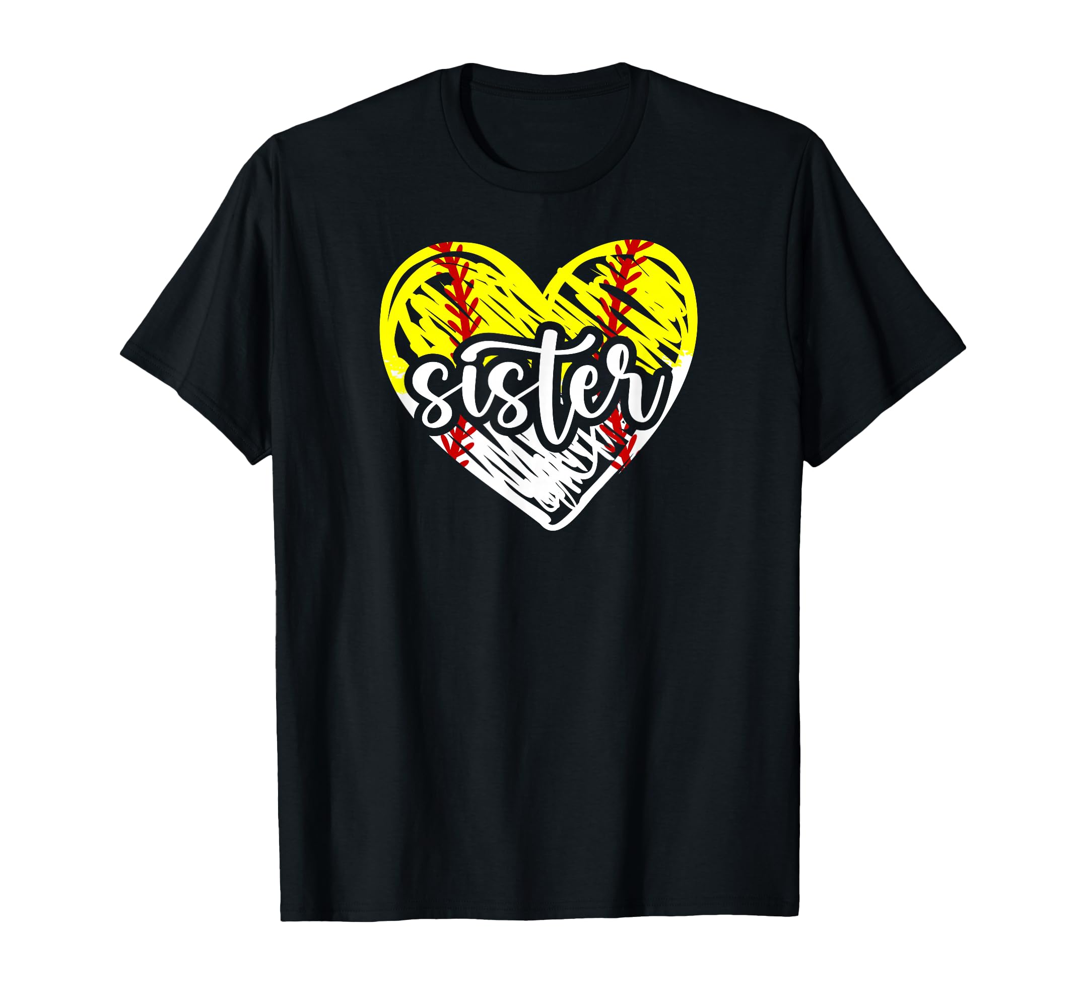 Softball Baseball Sister Heart T-Shirt - Fun Novelty Design for Adults - T-Shirt, Sweatshirt, Hoodie