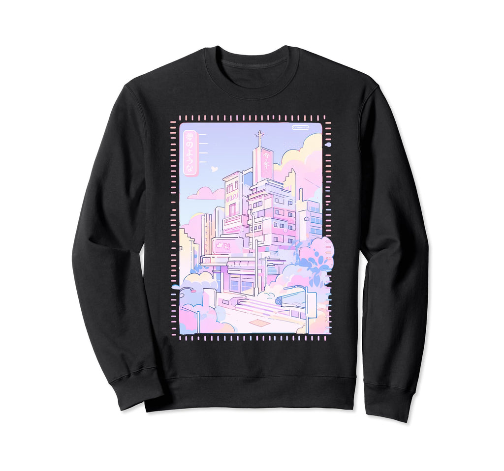 Pastel Anime City Y2K 90S Aesthetic Sweatshirt - Graphic Print Men Women - T-Shirt, Sweatshirt, Hoodie
