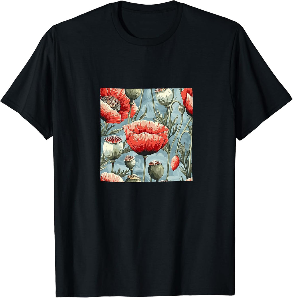 Poppy Flower Pattern Merch - Adult & Kids T-Shirts, Sweatshirts & Hoodies apparel design preview 1